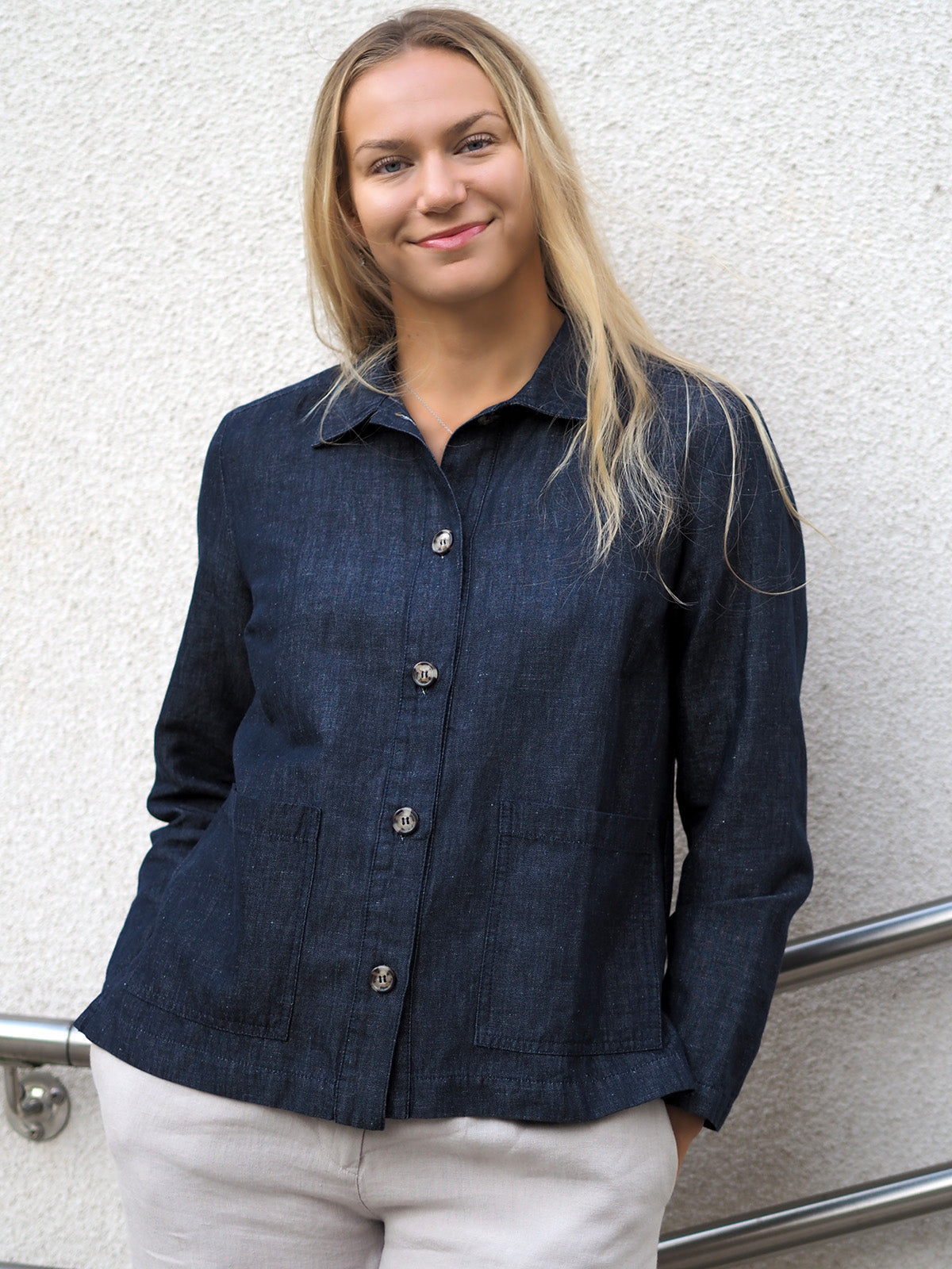 HETA pellavadenimjakku, denimsininen