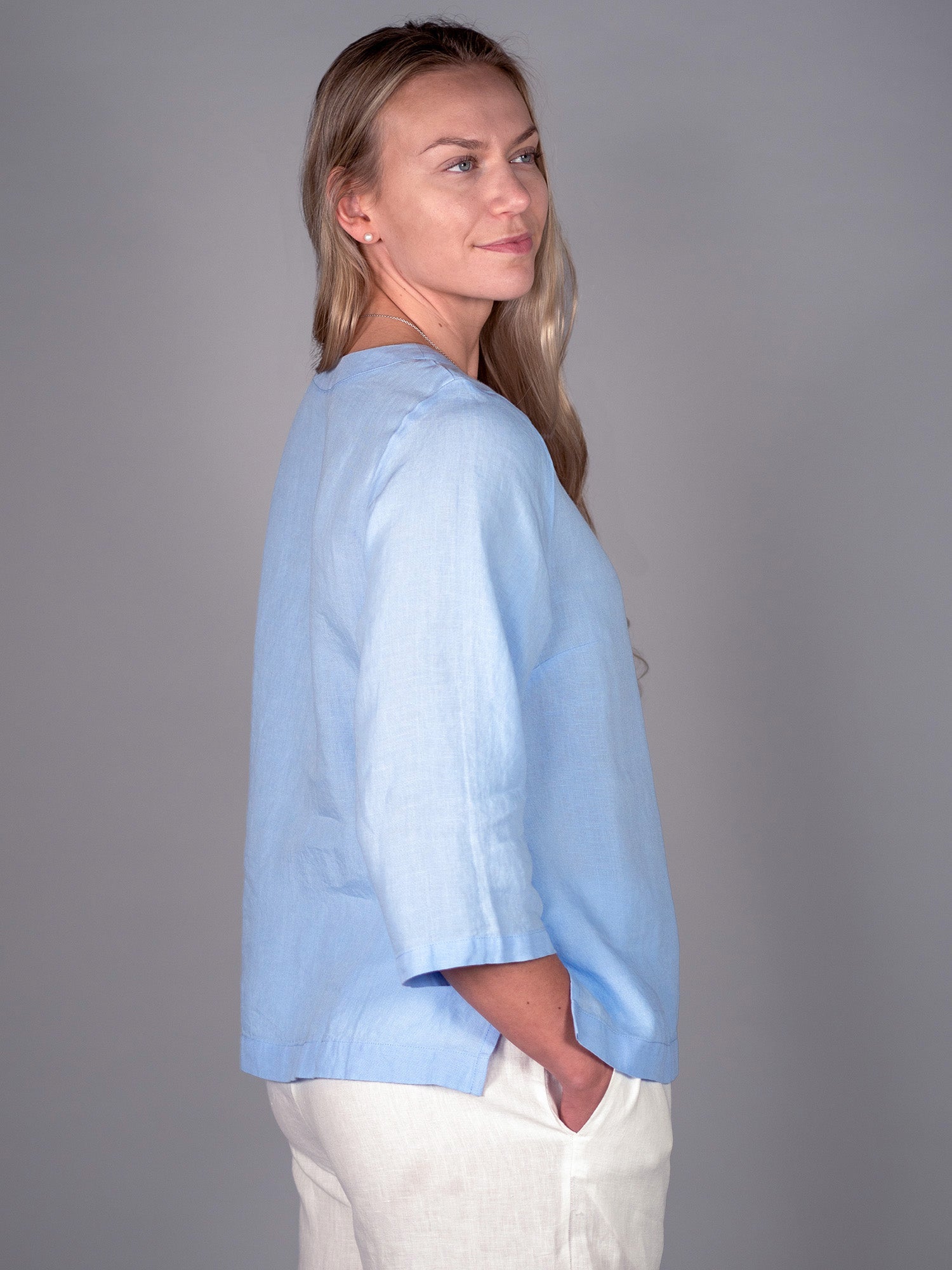 ILONA pellavapusero, vaaleansininen