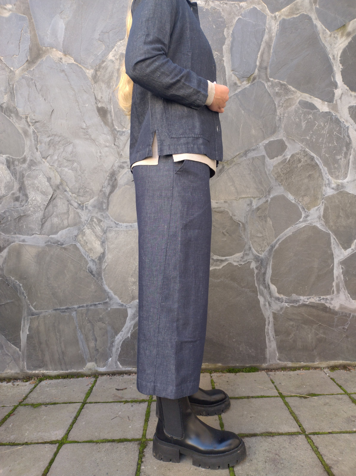 GERDA DENIM culottes, pellava/puuvilla