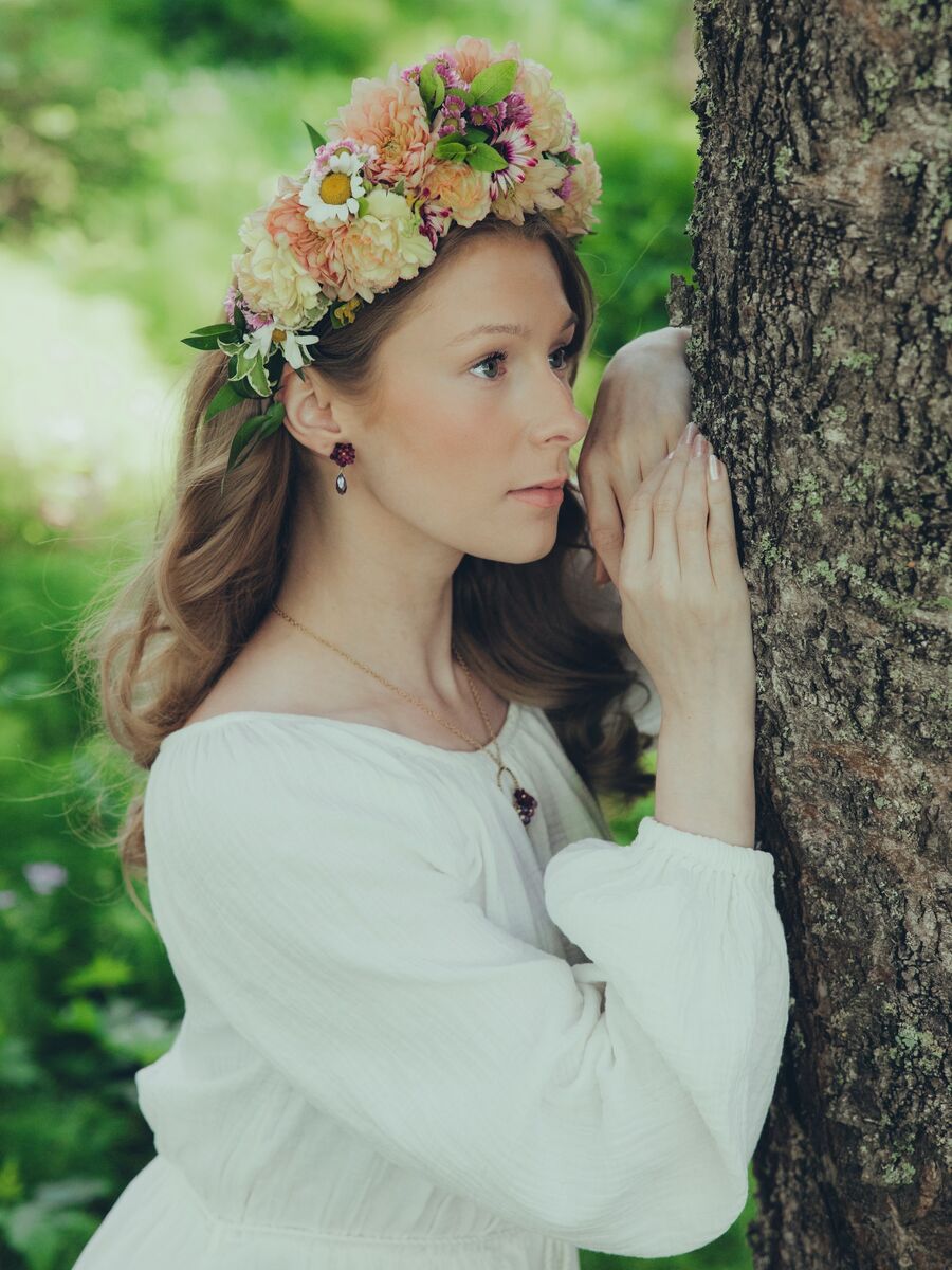 Villiruusu-nappikorvakorut