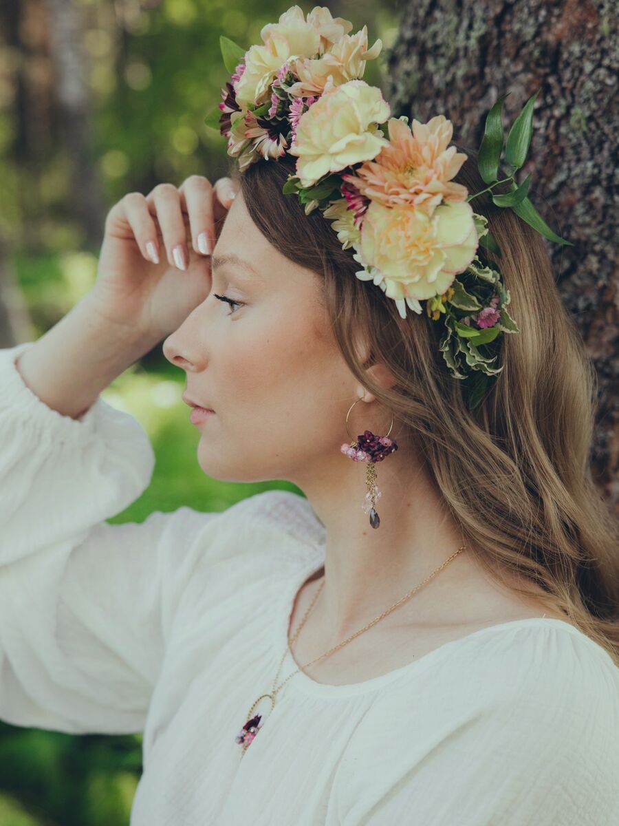 Villiruusu-rengaskorvakorut