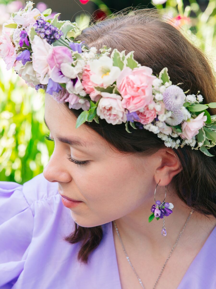 Tulppaani-rengaskorvakorut - violetti