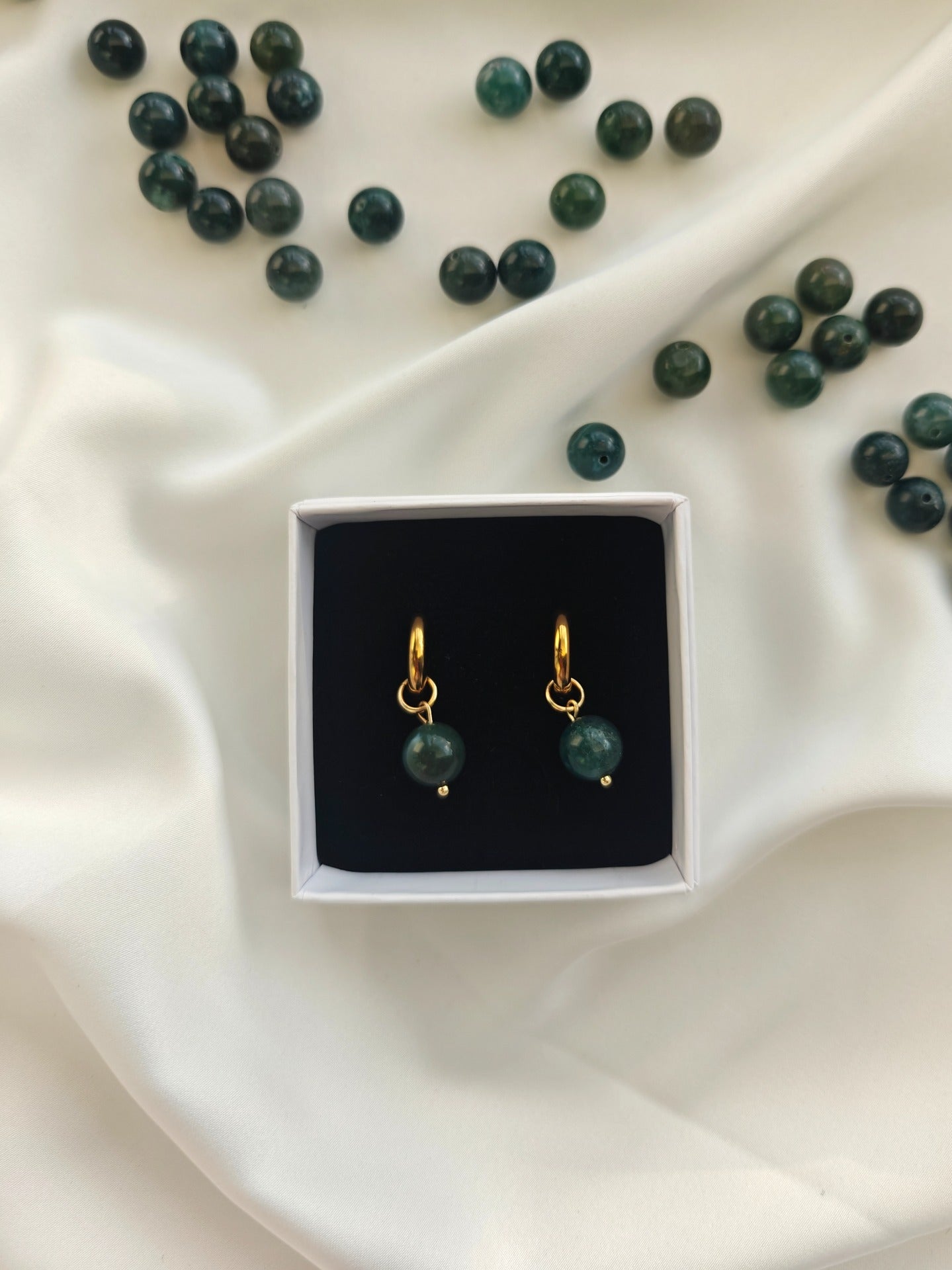 Mineral Vibrations/ Moss Agate Korvakorut