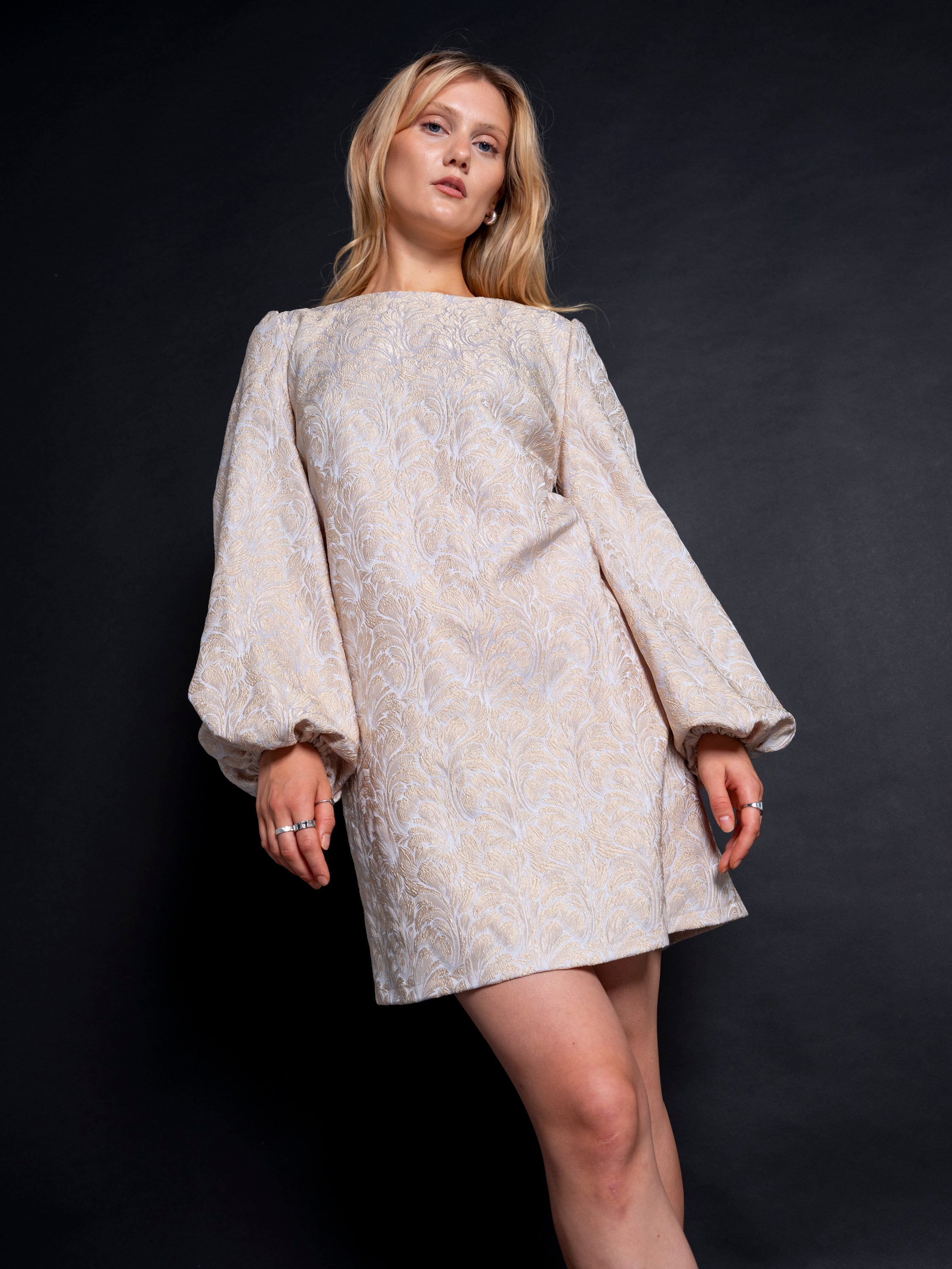Golden Jacquard Dress
