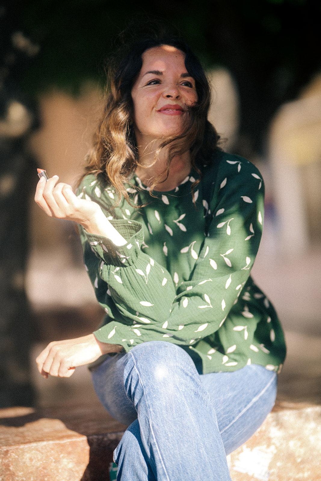 Flounce Blouse, Wind Green