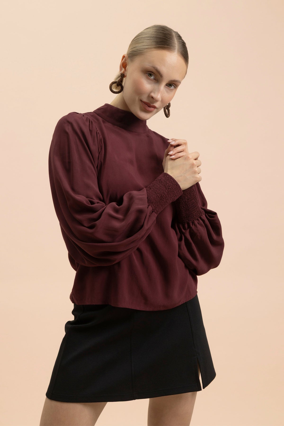 Puff Blouse, Merlot