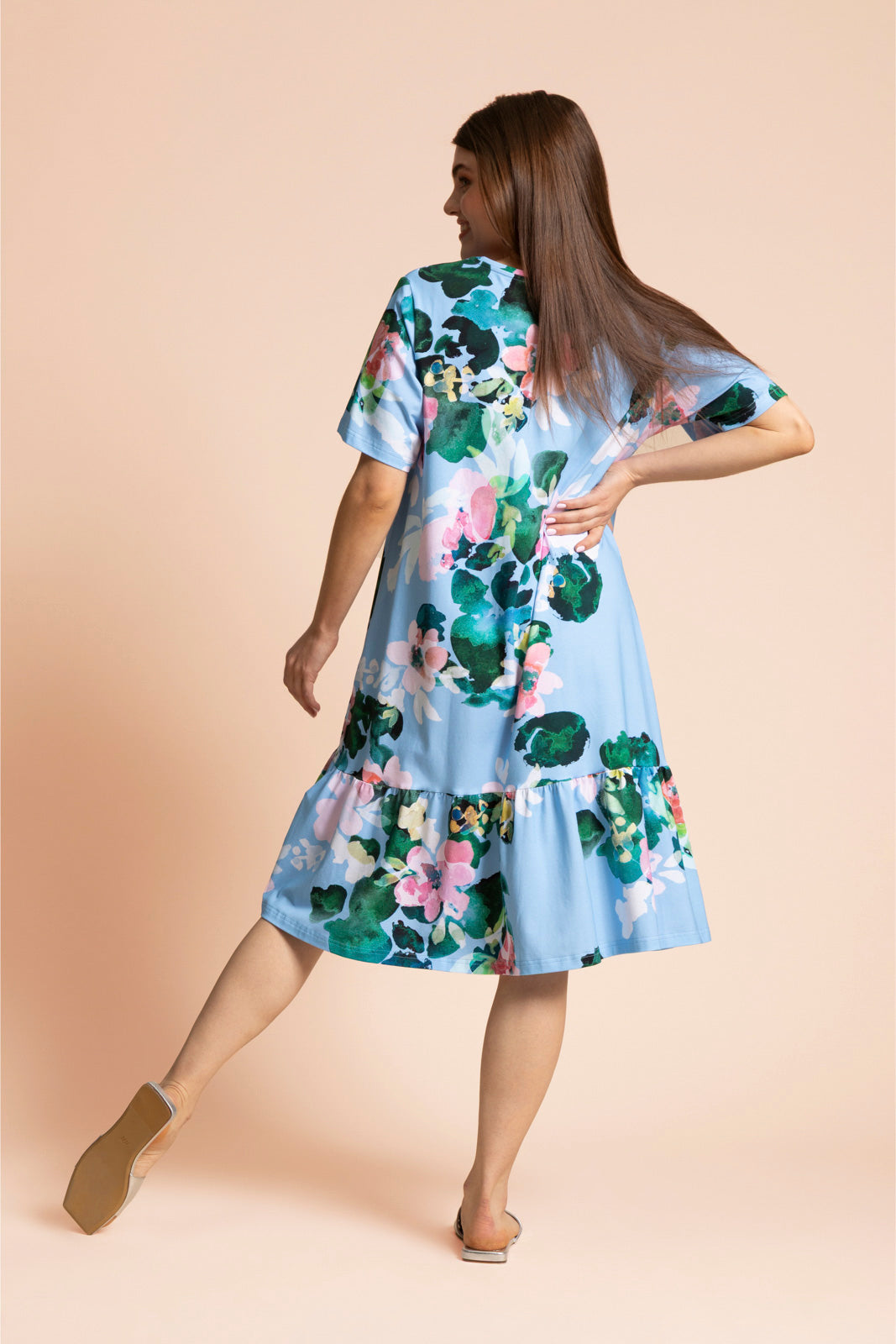 Ruffle T-paita mekko, Water Lily