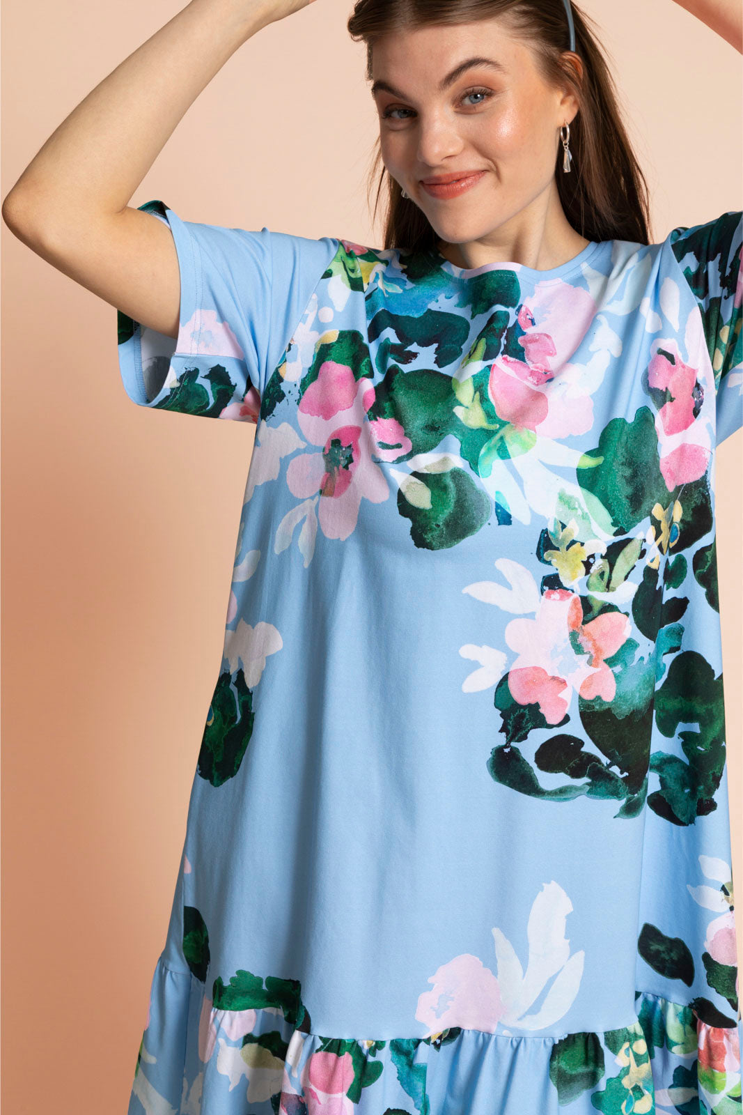 Ruffle T-paita mekko, Water Lily