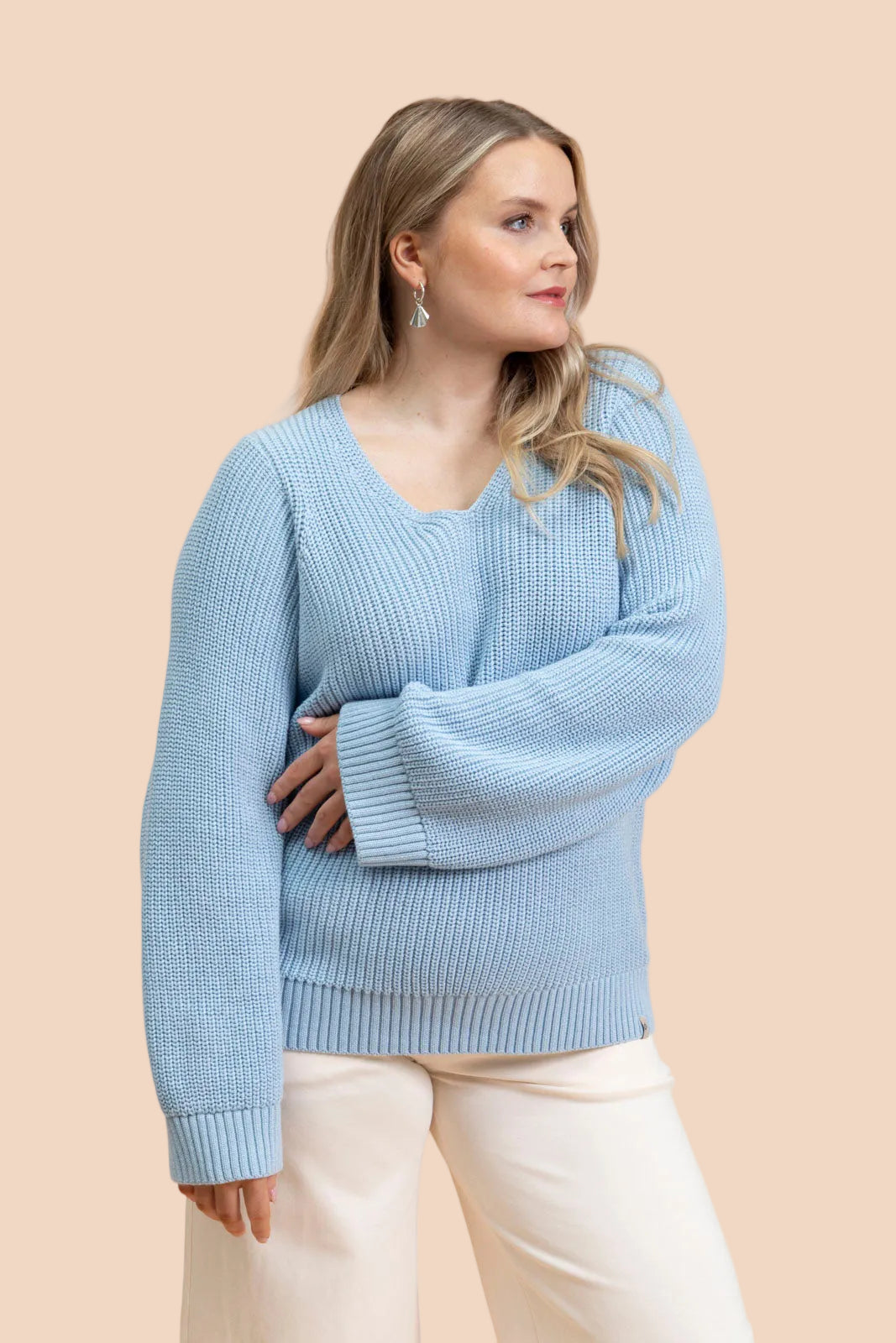 V-neck Jumper, Light Blue