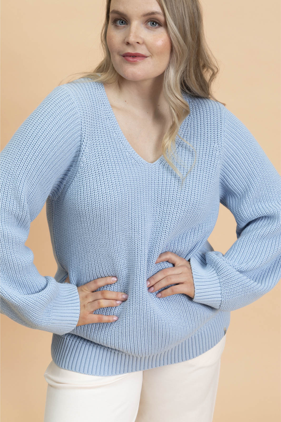 V-neck Jumper, Light Blue