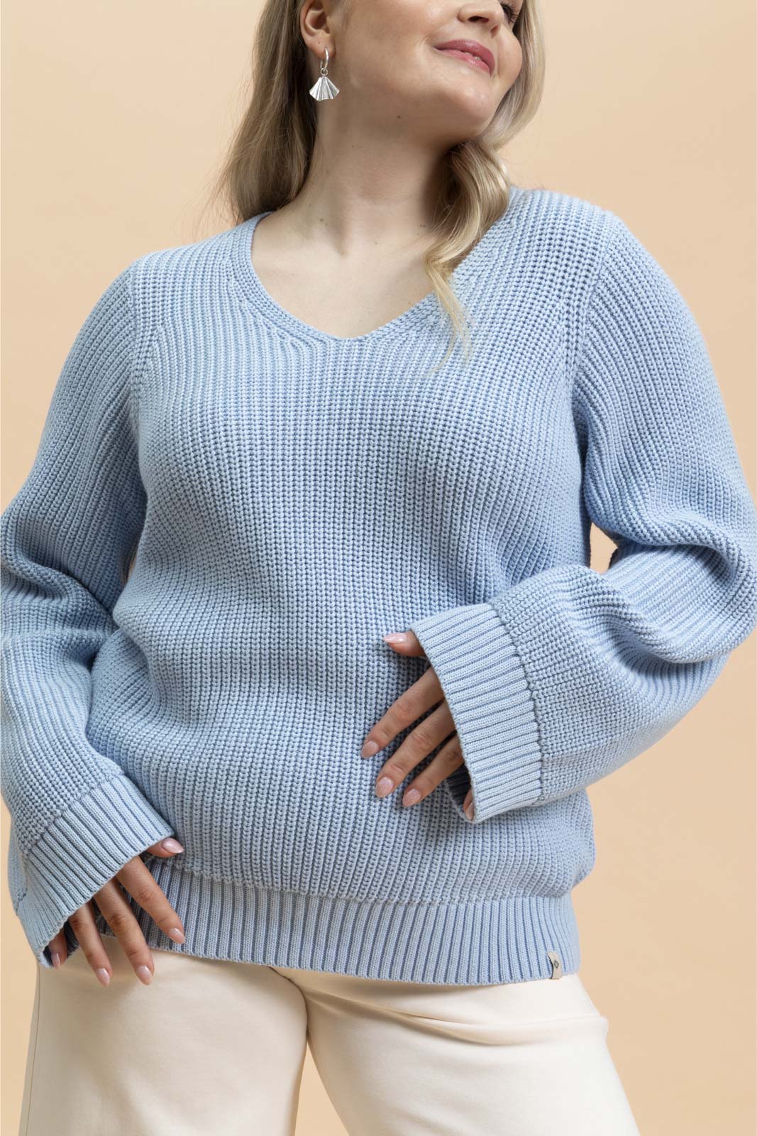 V-neck Jumper, Light Blue