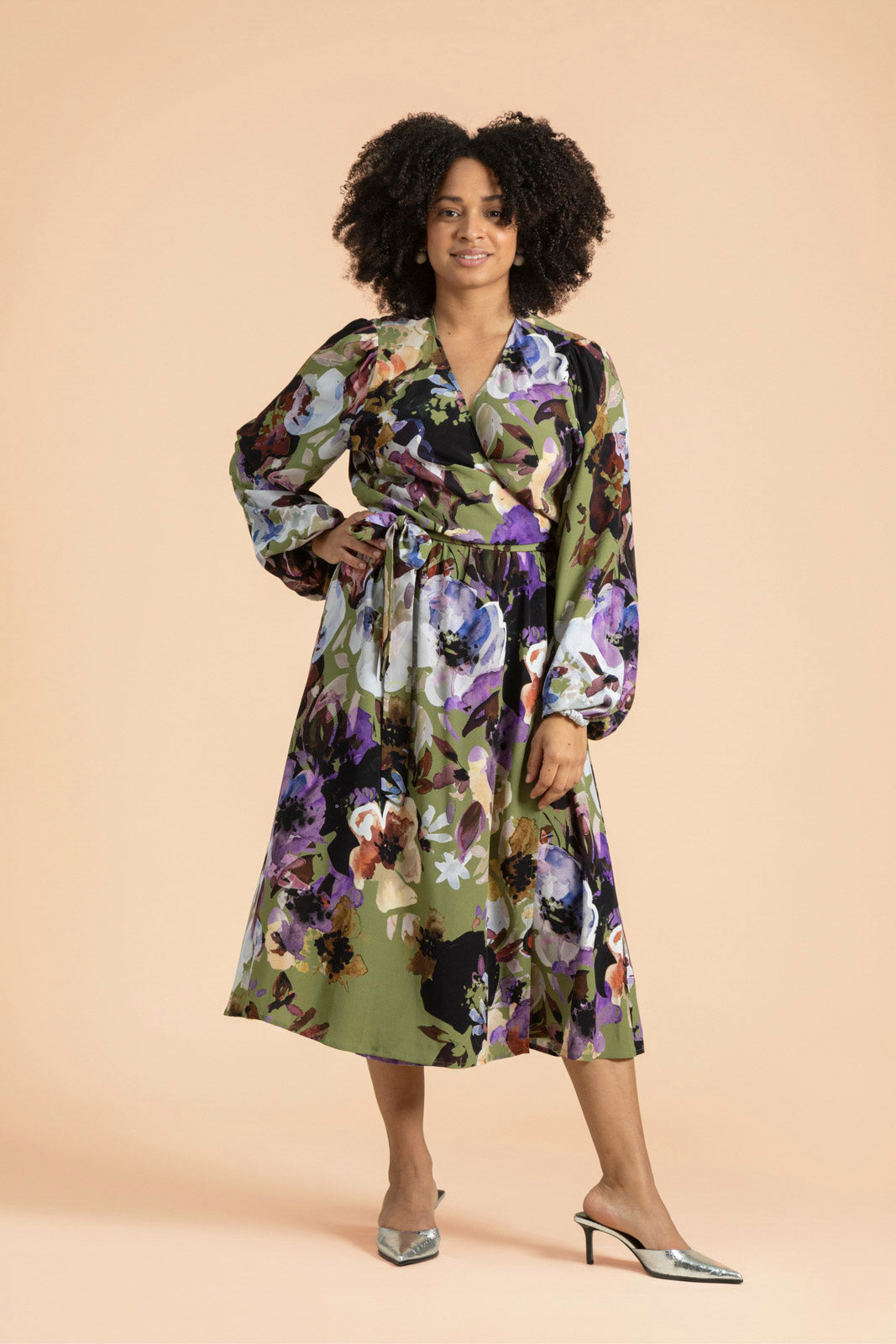Wrap Midi Mekko, Olive Anemone