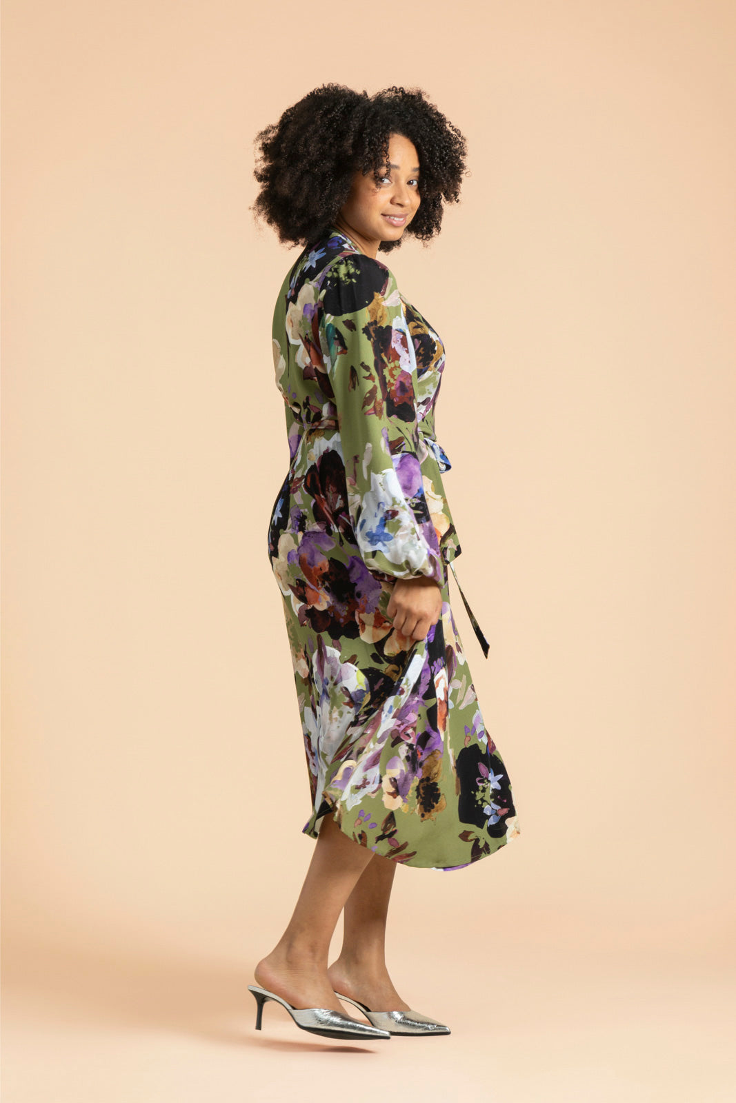 Wrap Midi Mekko, Olive Anemone