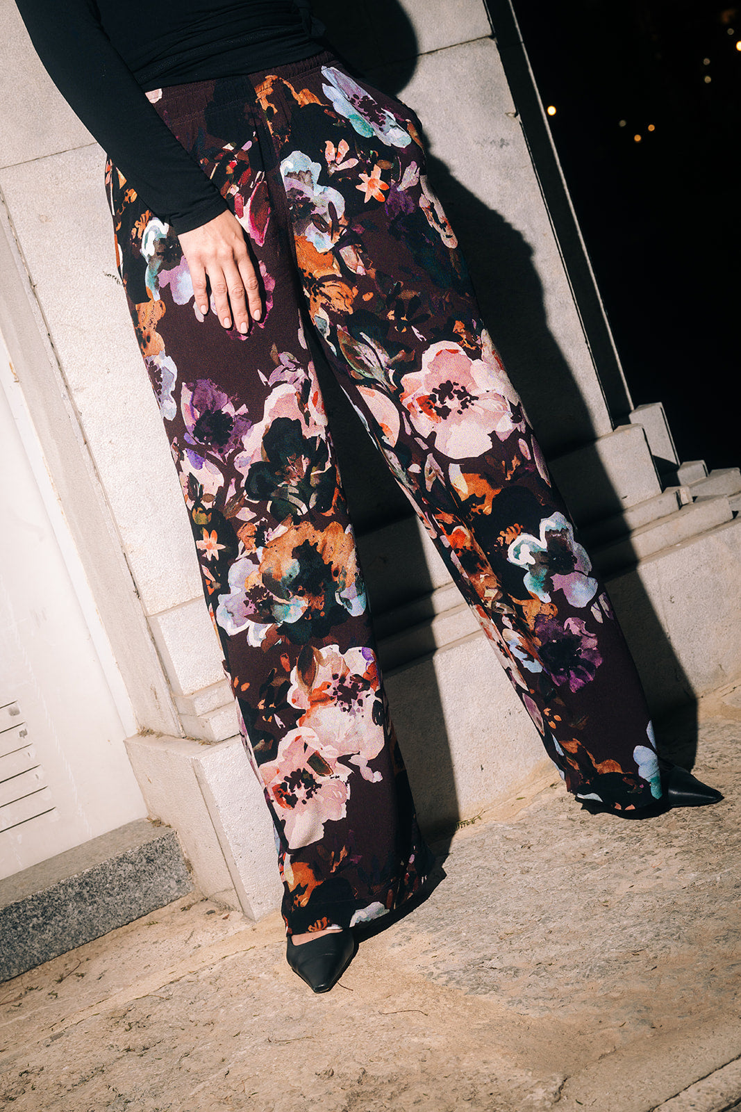 Crepe Trousers, Maroon Anemone