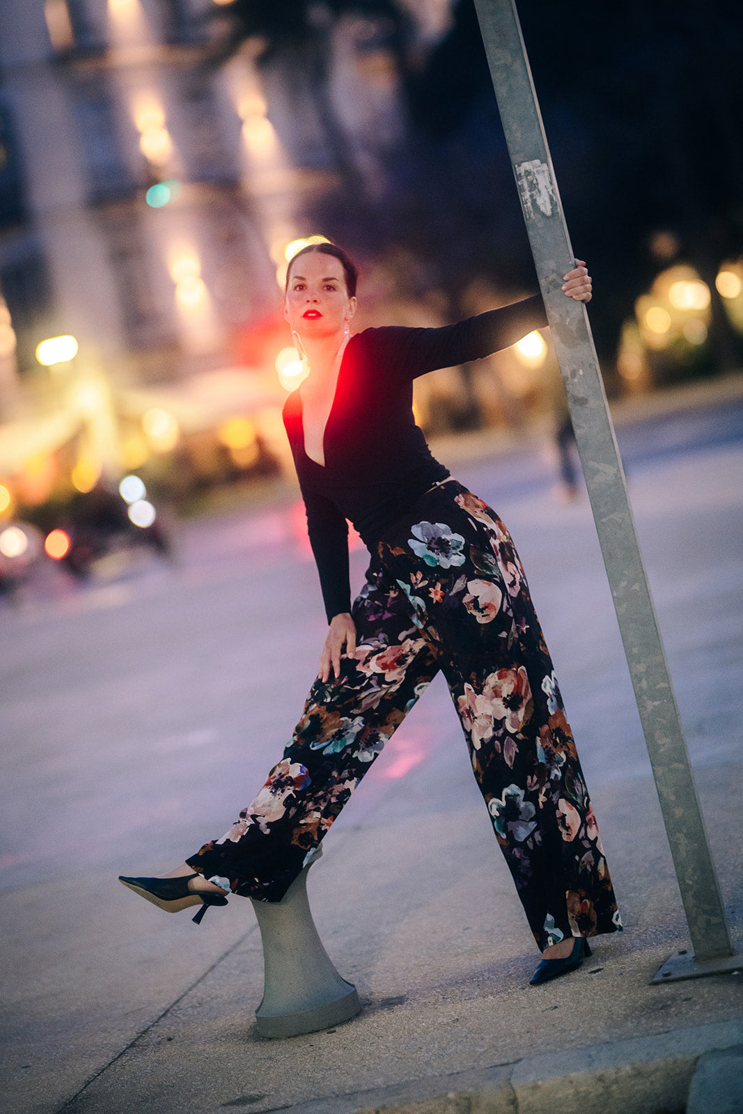 Crepe Trousers, Maroon Anemone
