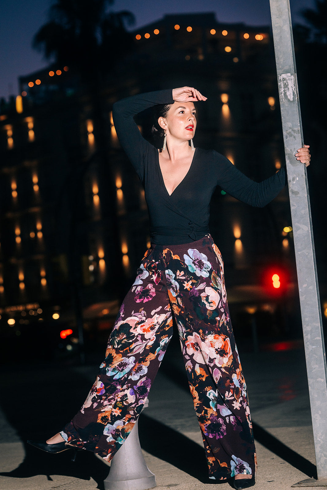 Crepe Trousers, Maroon Anemone