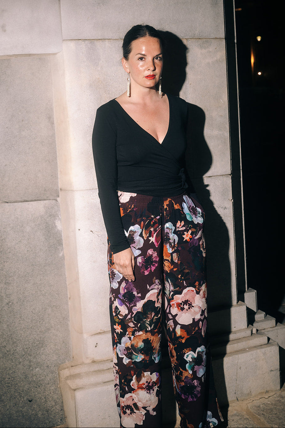 Crepe Trousers, Maroon Anemone