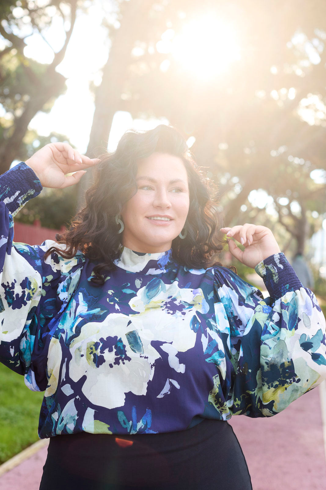 Puff Blouse, Blue Anemone