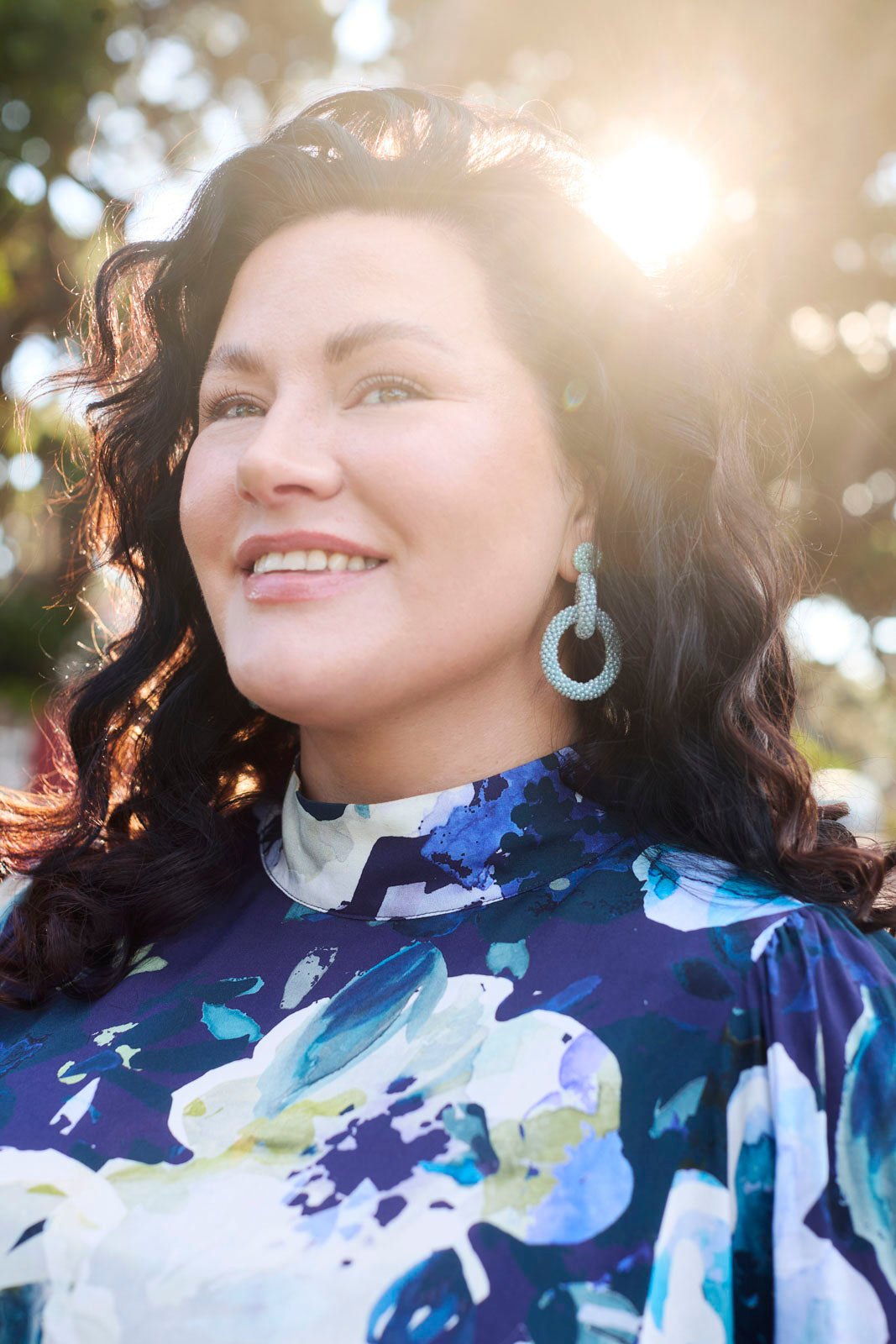 Puff Blouse, Blue Anemone