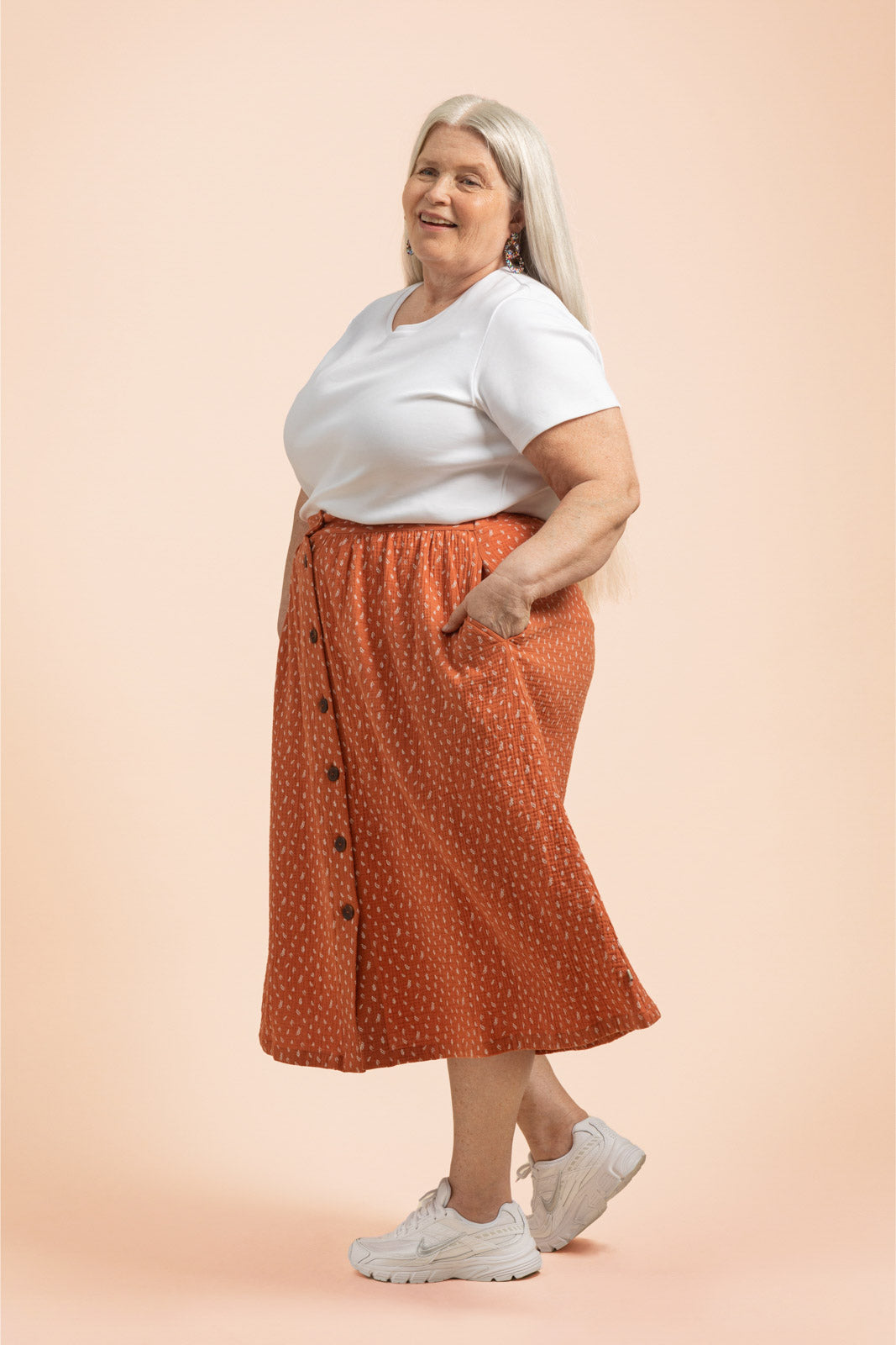 Button Skirt, Vintage Leaf