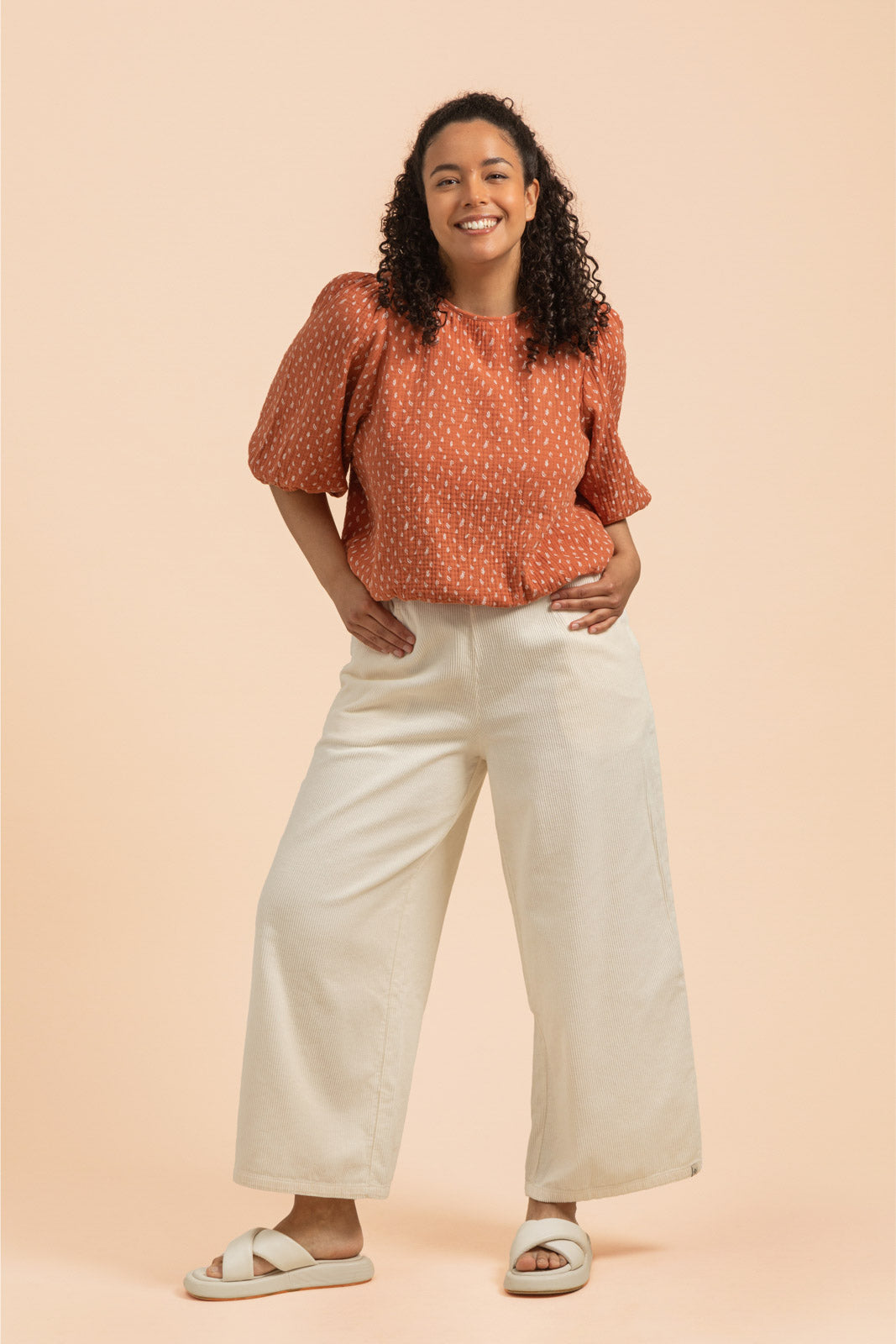 Cropped blouse, Vintage leaf