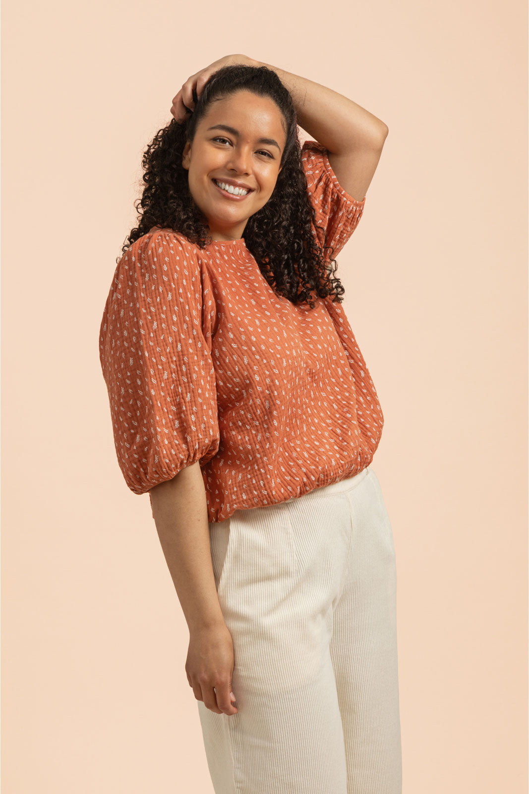 Cropped blouse, Vintage leaf