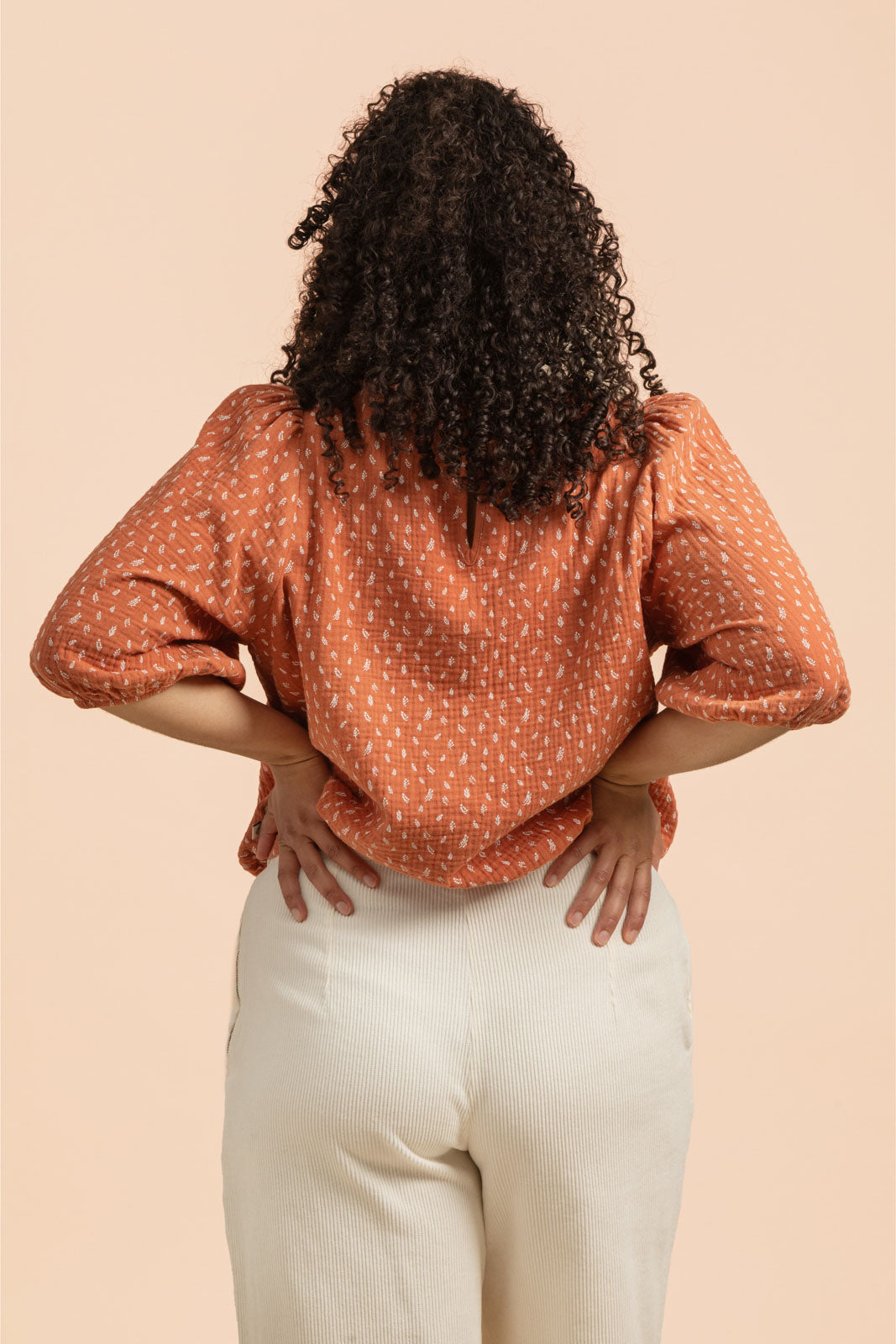 Cropped blouse, Vintage leaf