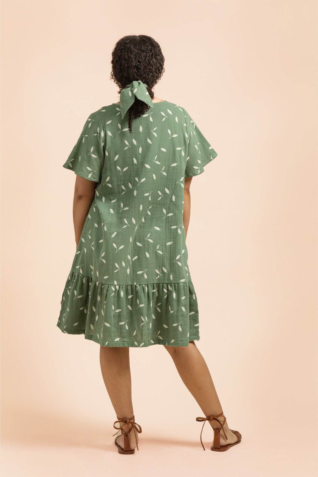 Frill Button Dress, Sage Wind