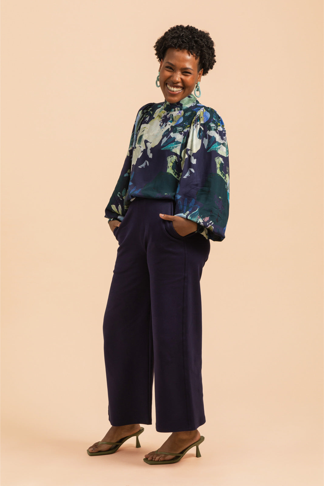 Puff Blouse, Blue Anemone