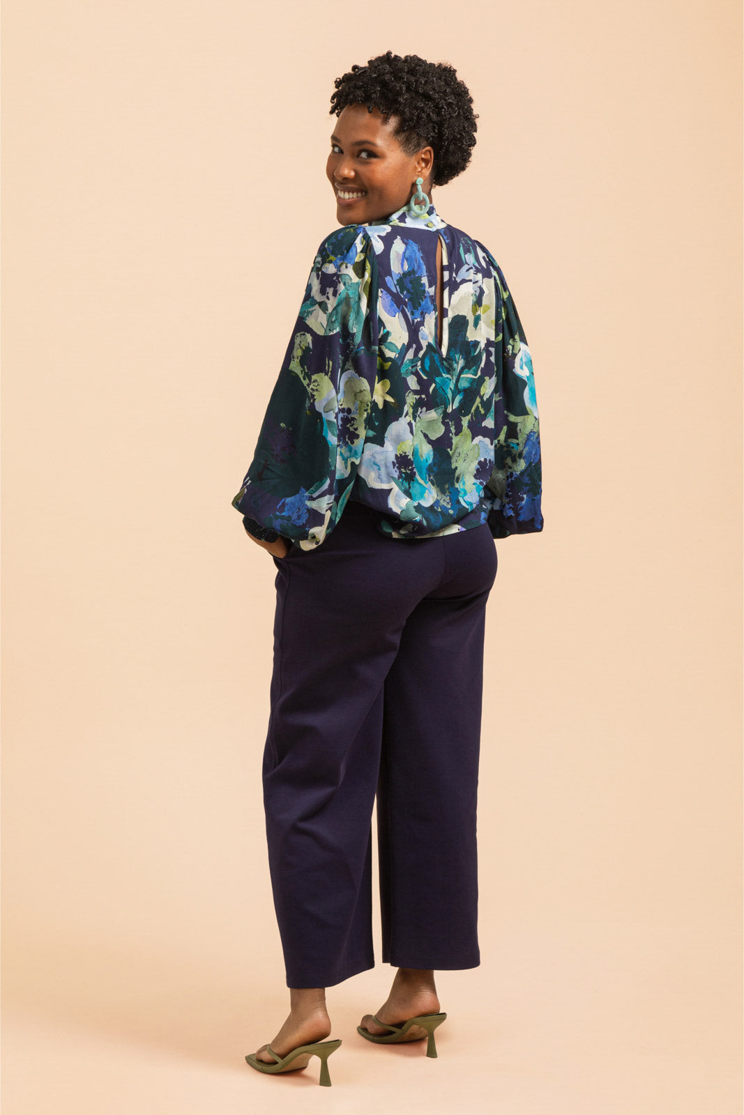 Puff Blouse, Blue Anemone