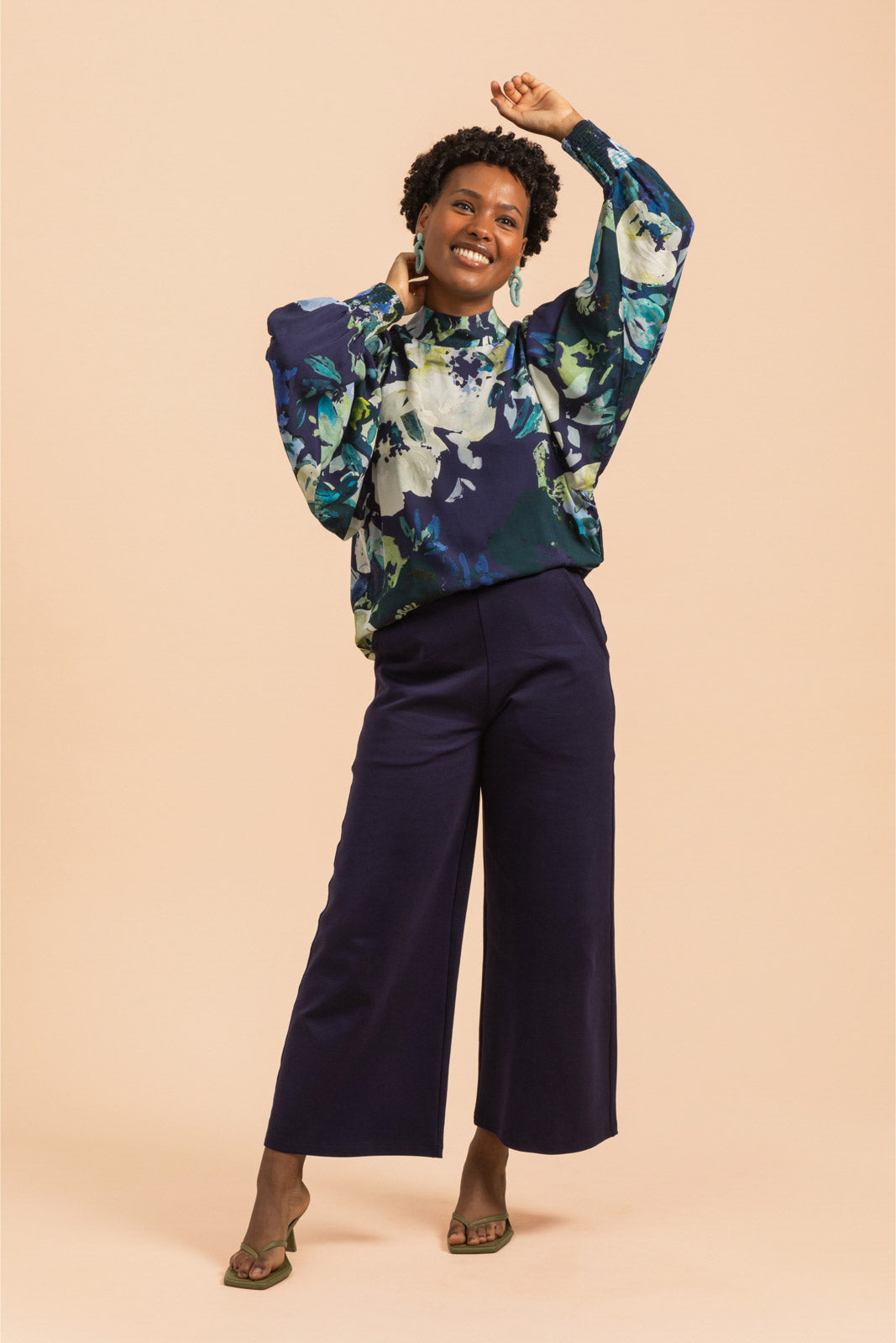Puff Blouse, Blue Anemone