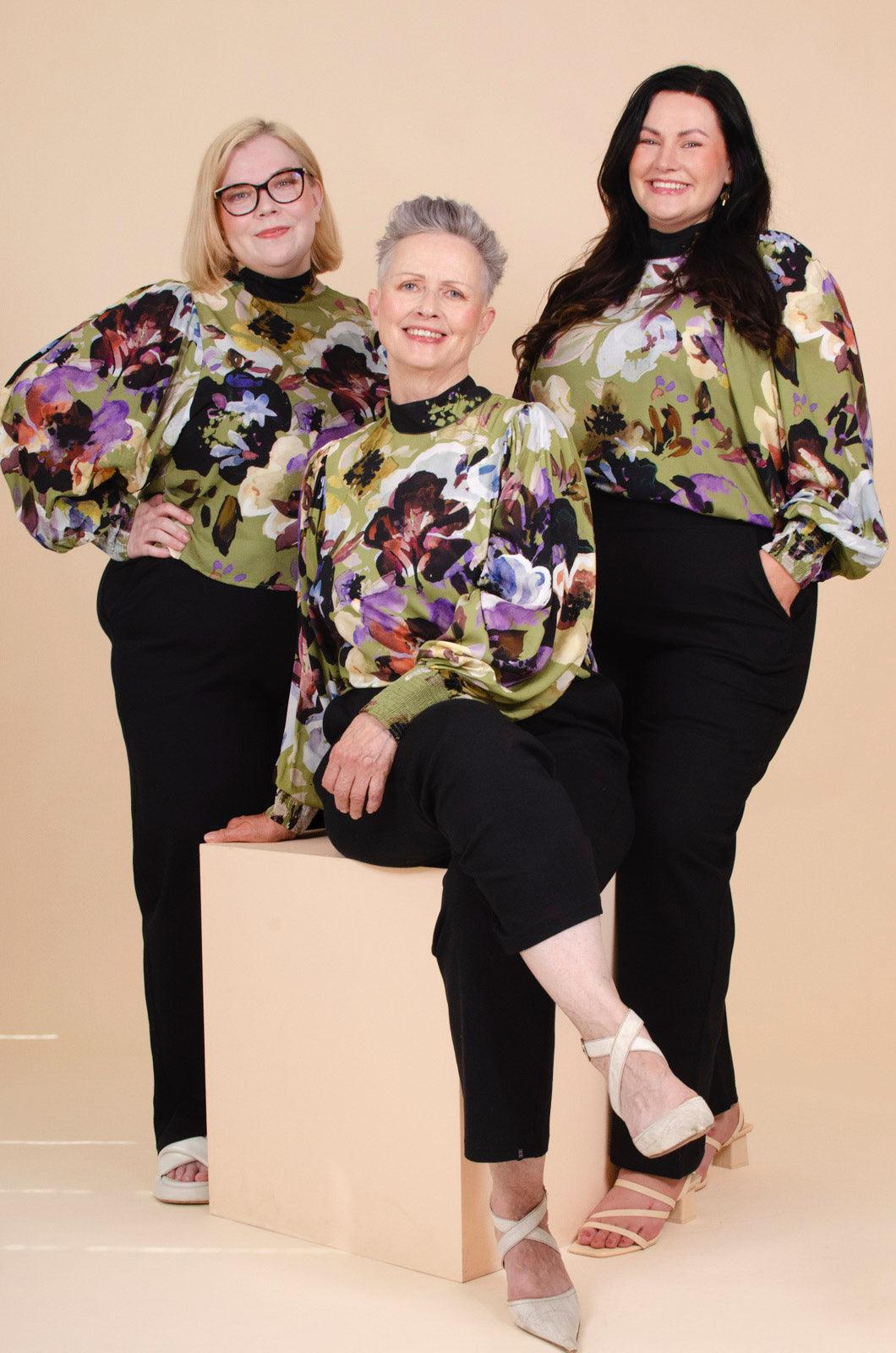 Puff Blouse, Olive Anemone 