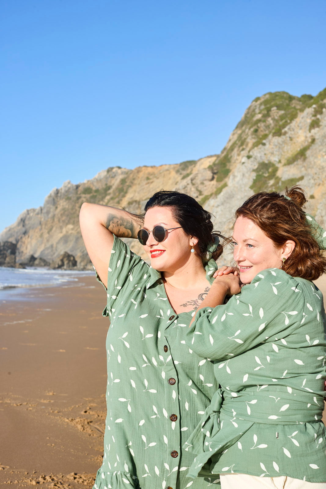 Frill Button Dress, Sage Wind