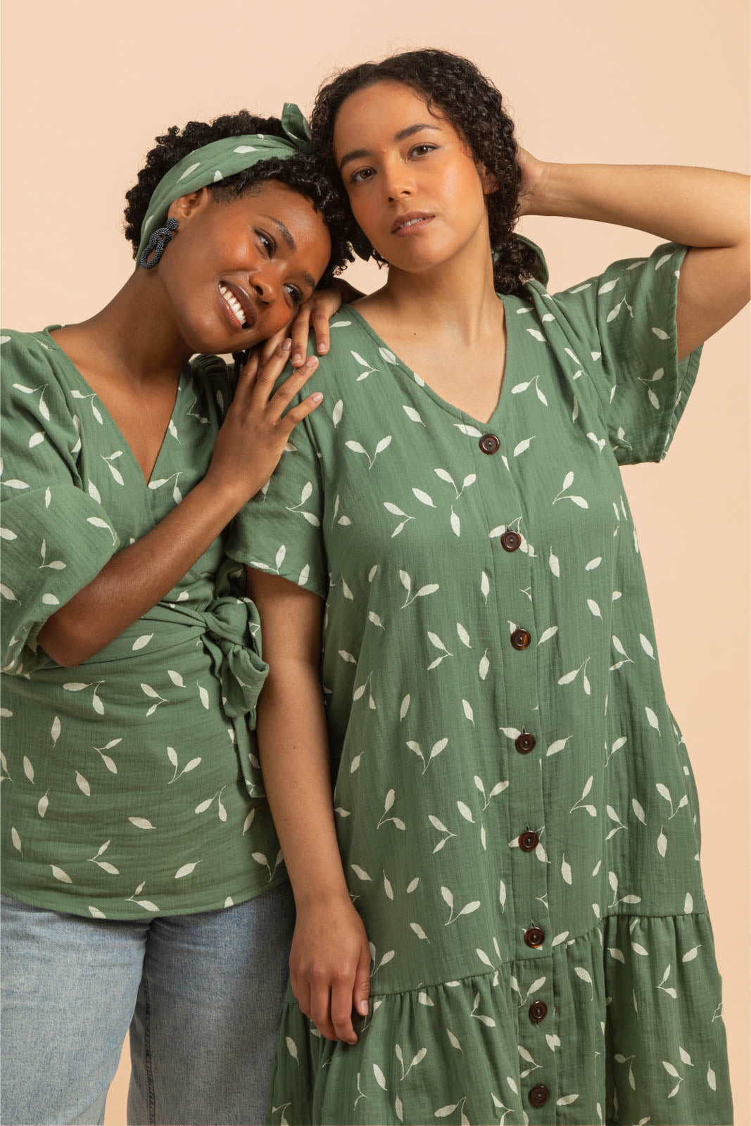 Frill Button Dress, Sage Wind