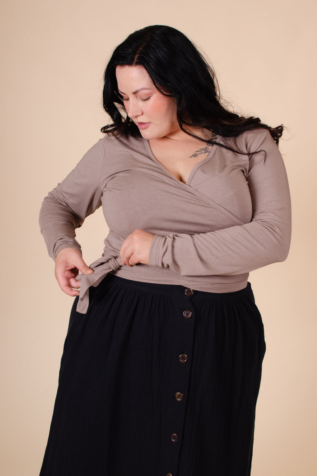 Button Skirt, Black