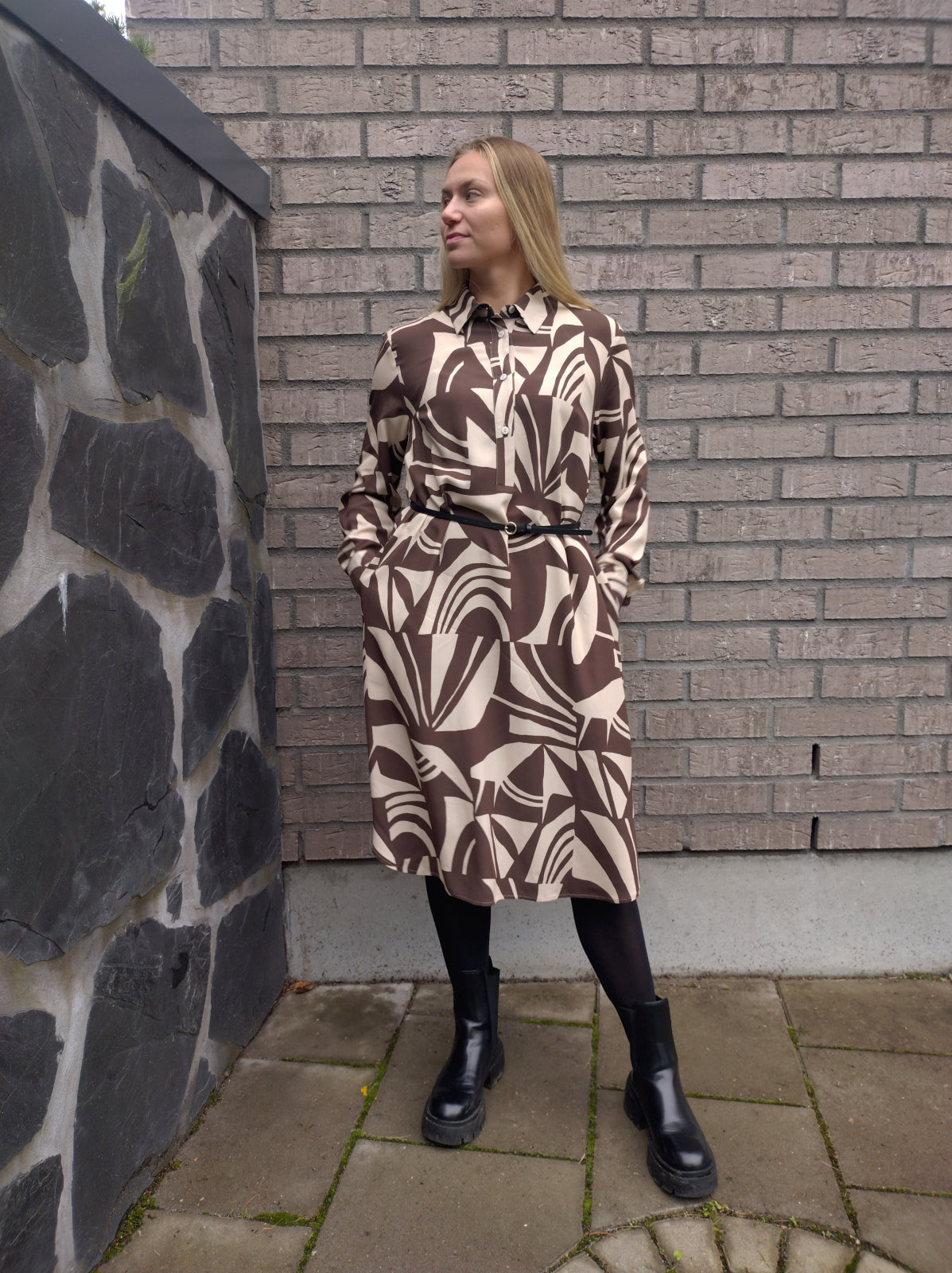 LIA viscose dress, Mocca print