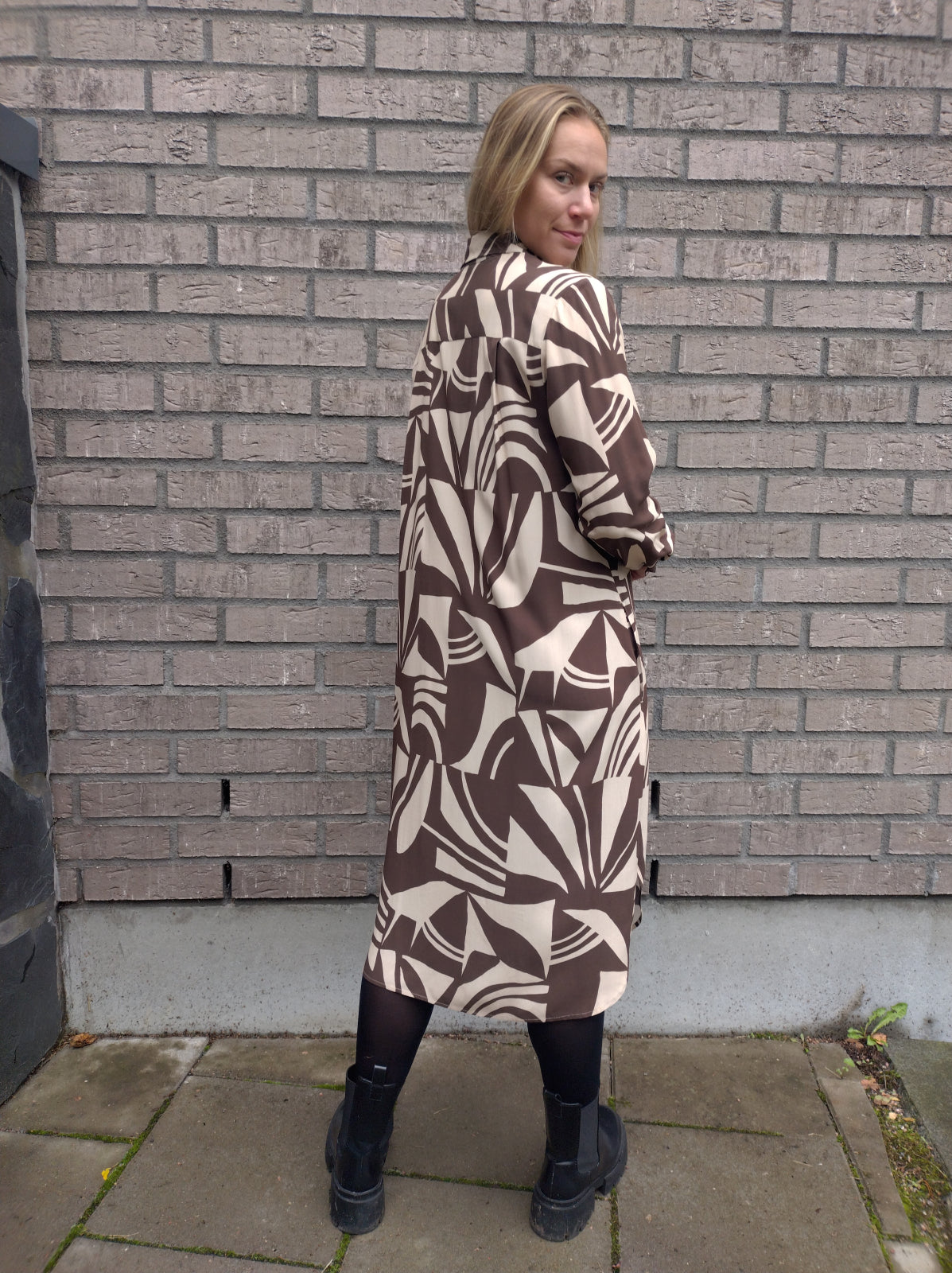 LIA viscose dress, Mocca print