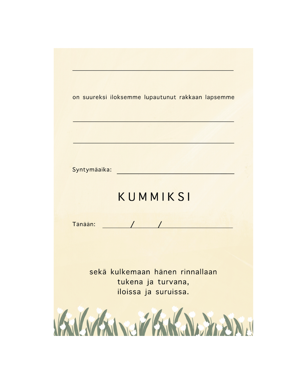 Oppipaletti Kummitodistus a5