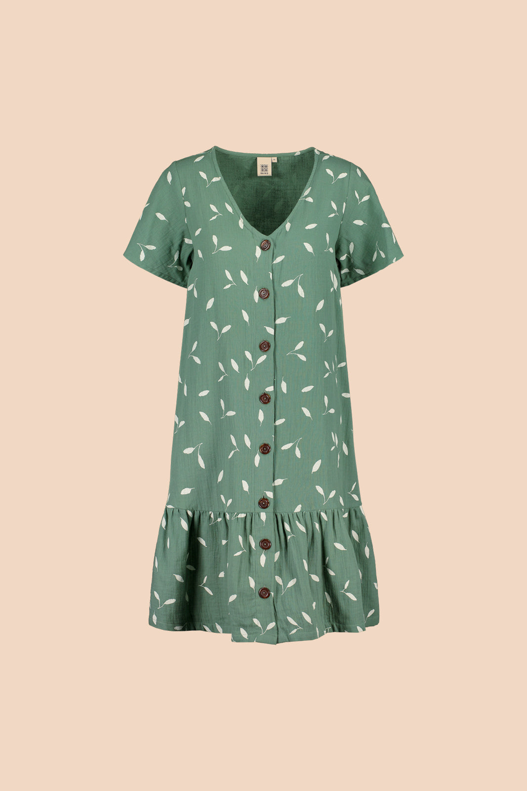 Frill Button Dress, Sage Wind