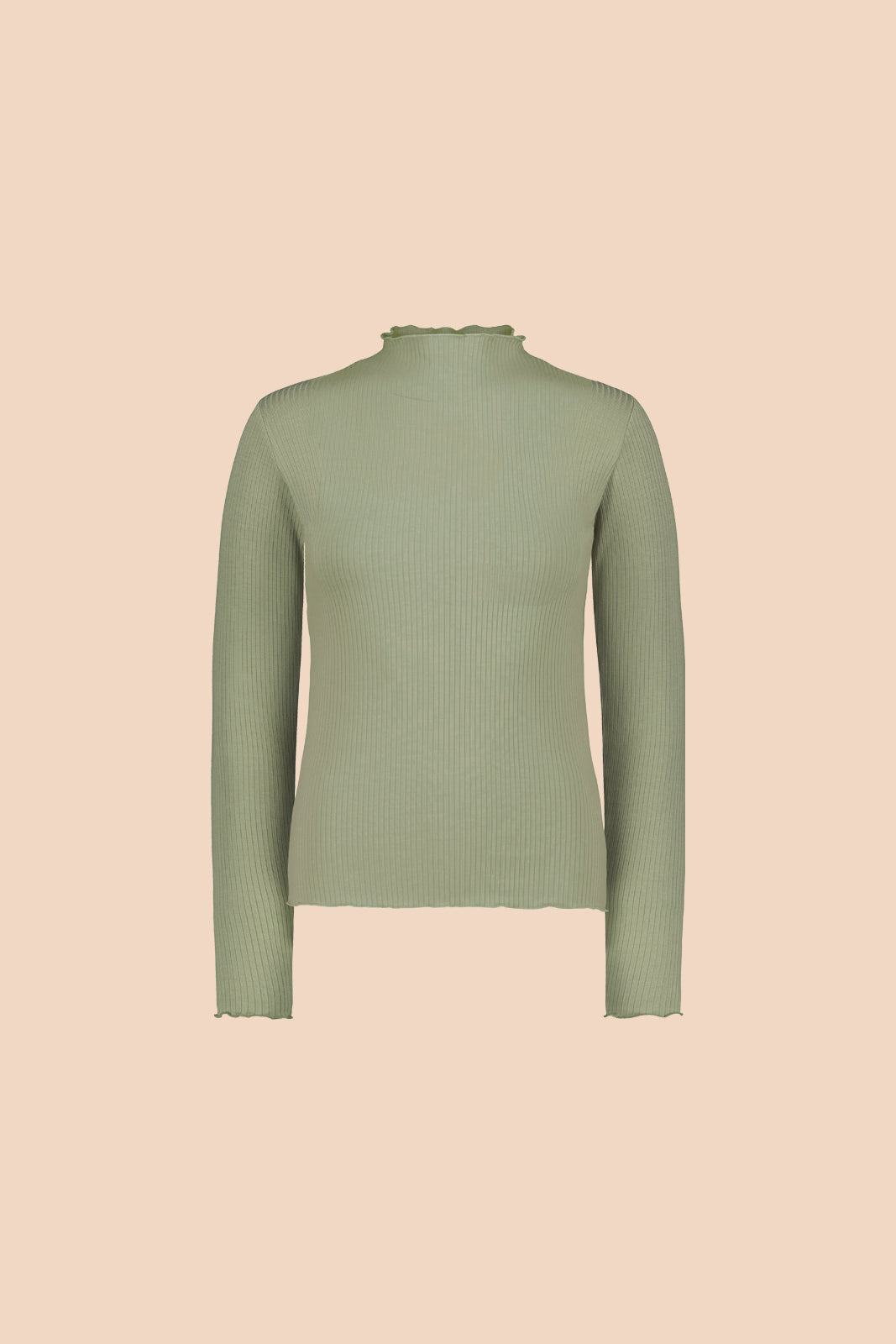 Rib Turtleneck, Light Khaki