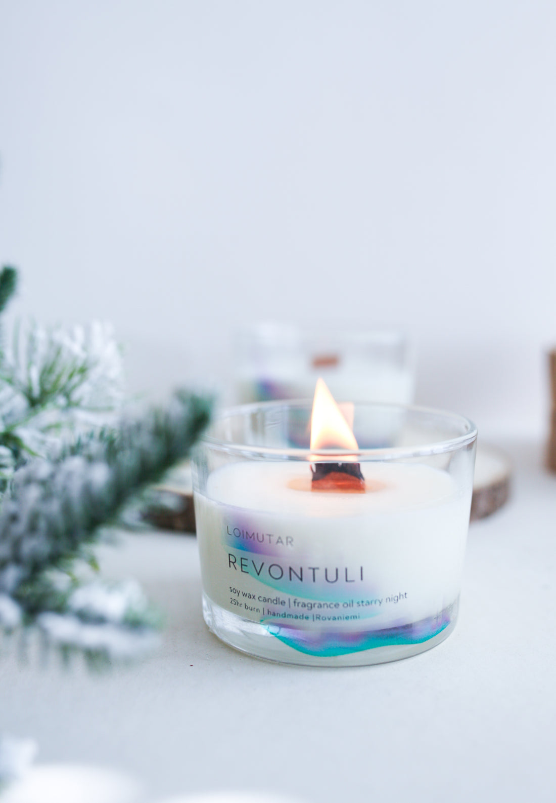 Revontuli puusydänkynttilä