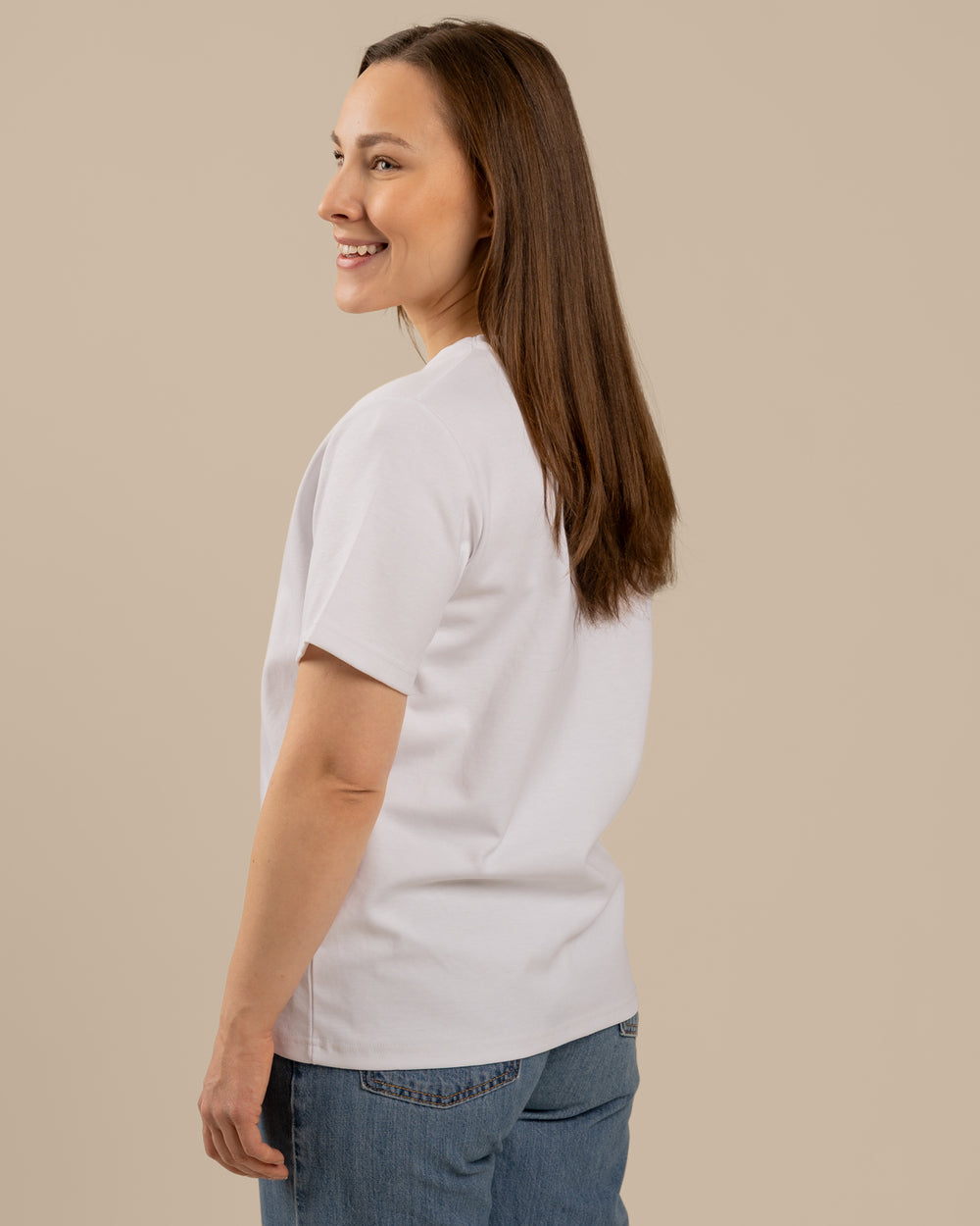 V-pääntie T-paita, Valkoinen