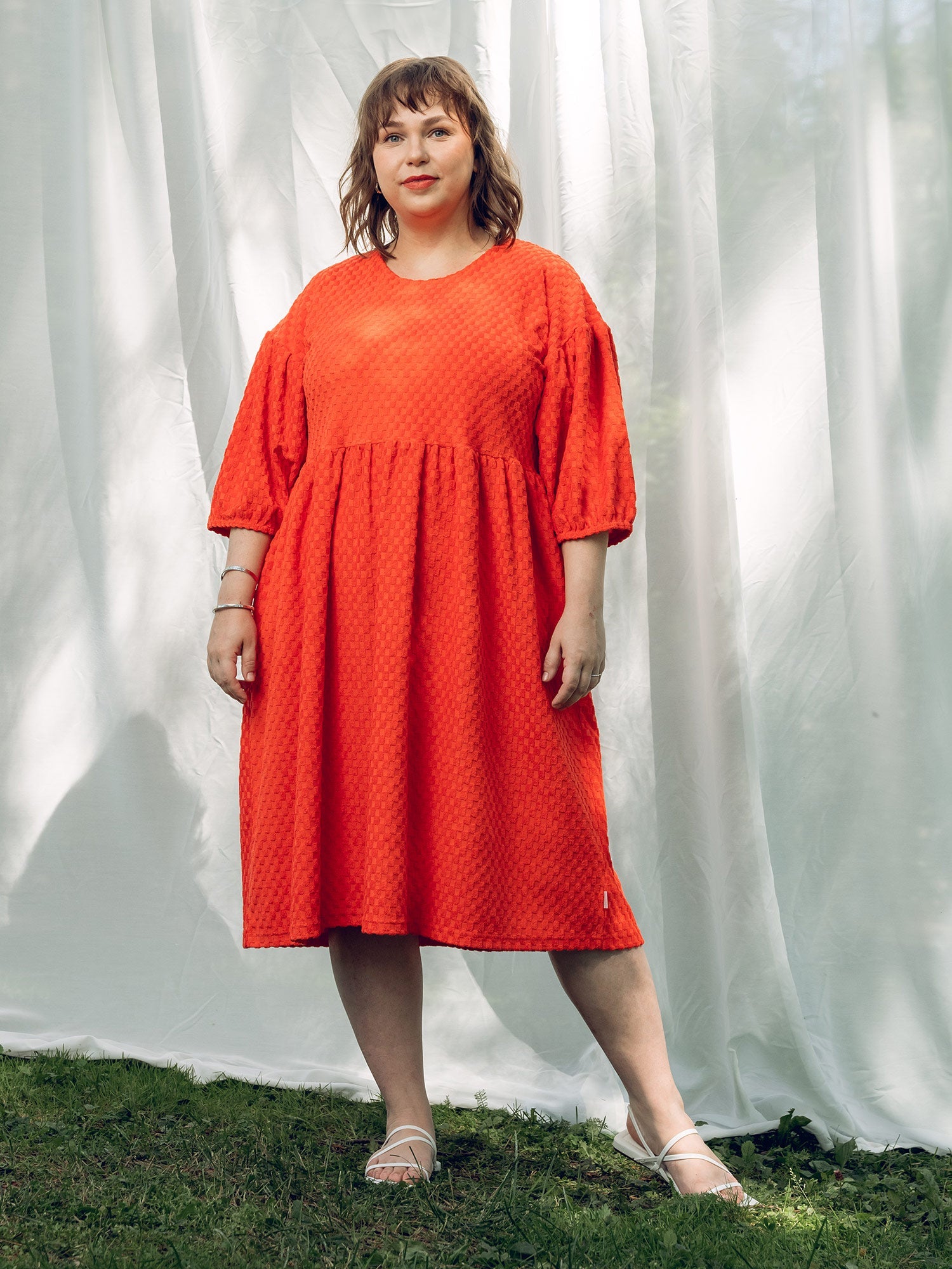 Elena Dress, Square Red