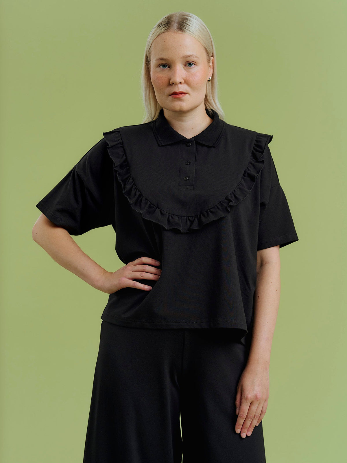 JOVIE collar shirt, Musta