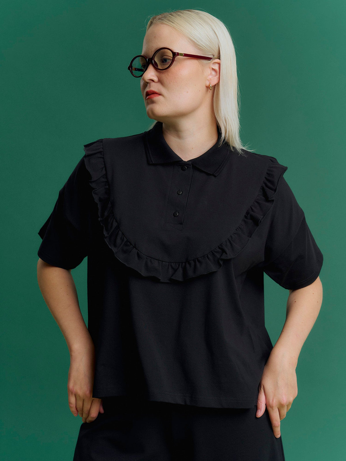 JOVIE collar shirt, Musta