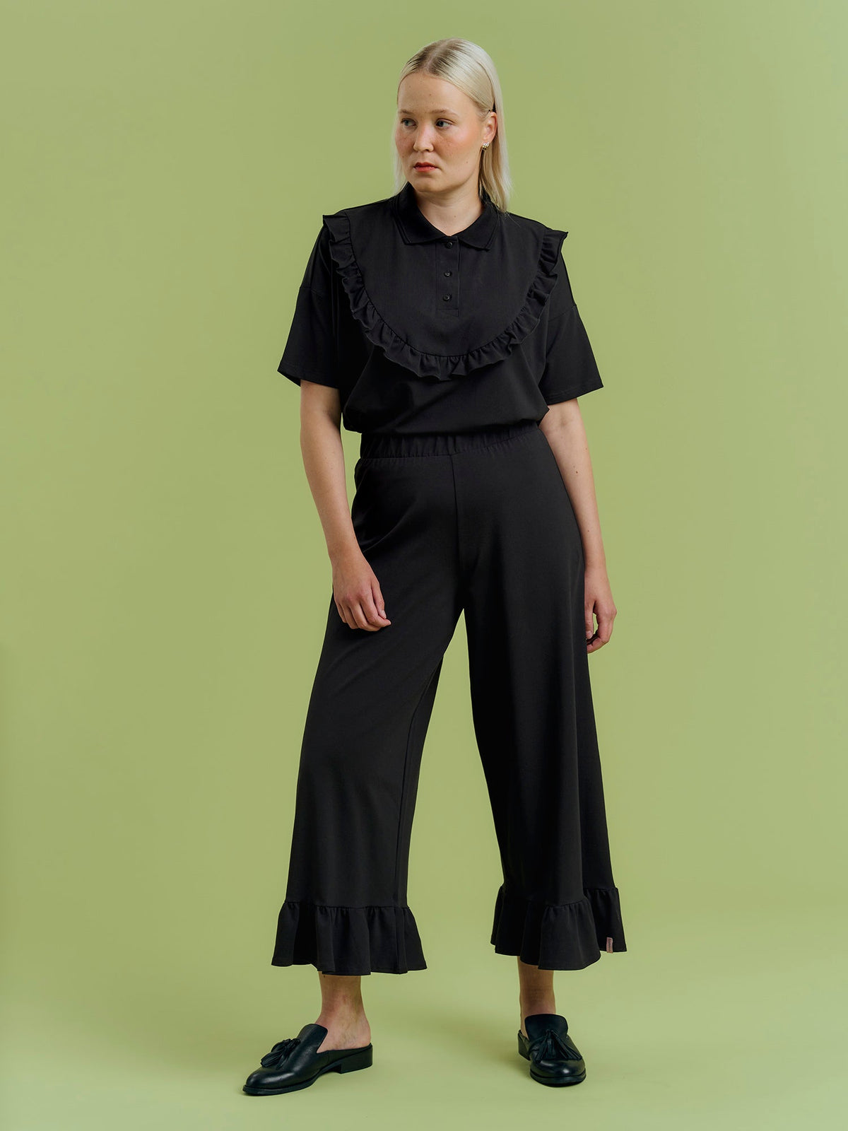 JOVIE collar shirt, Musta