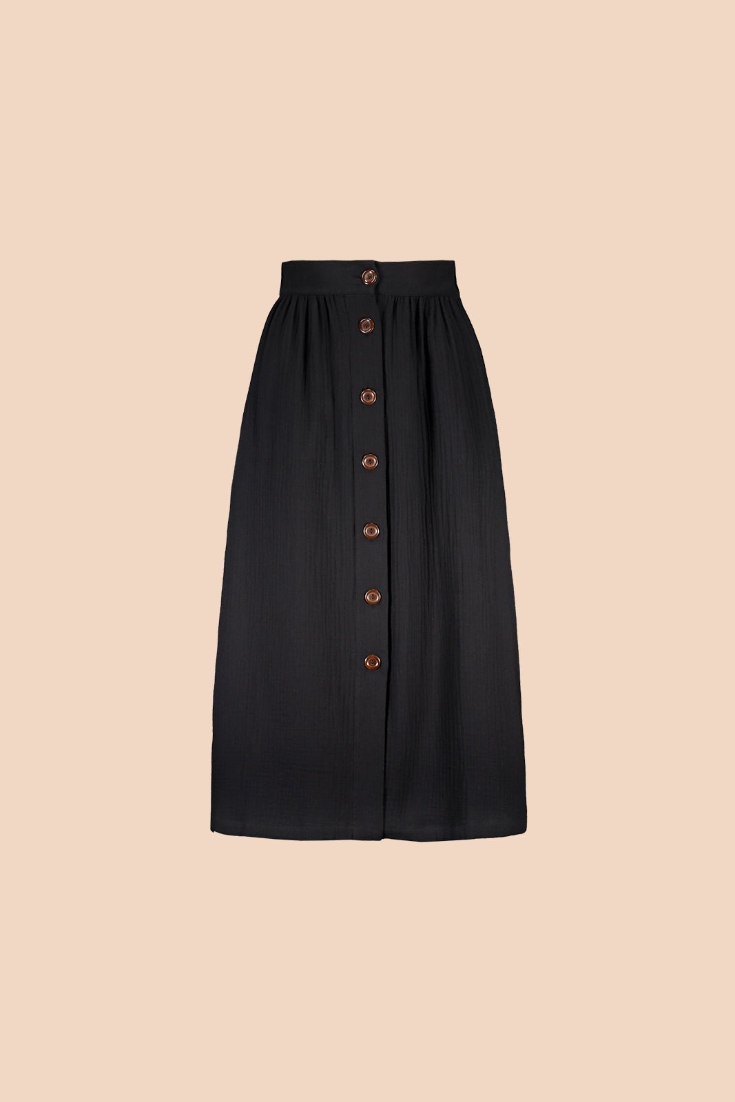 Button Skirt, Black