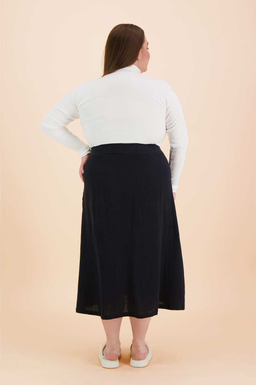 Button Skirt, Black