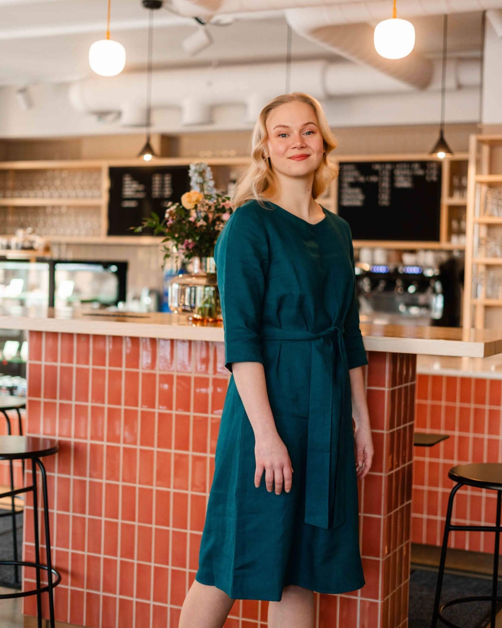 Classic Linen Dress, Chrystal Teal