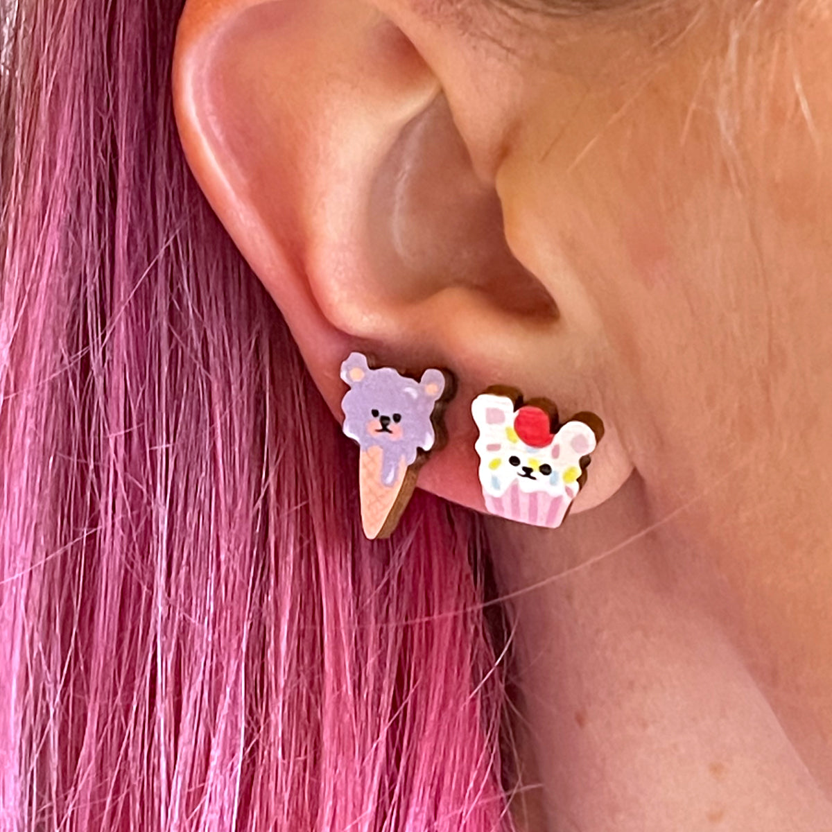 Teddy Bear Ice Cream - Mini nappikorvakorut